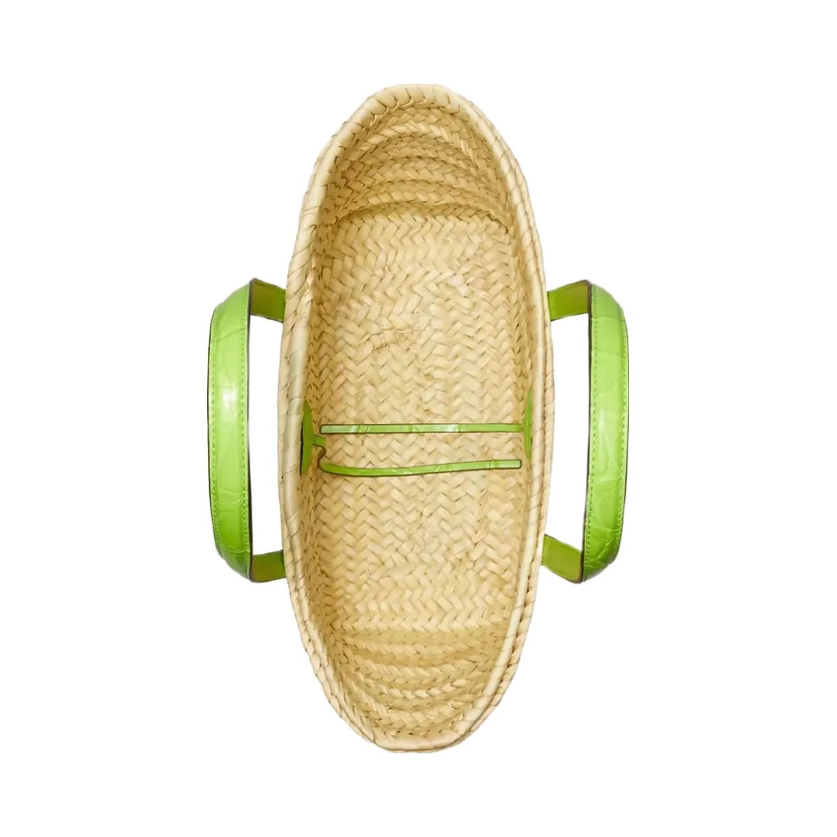 Tory Burch Small Ella Croc-Embossed Straw Basket Bright Fern