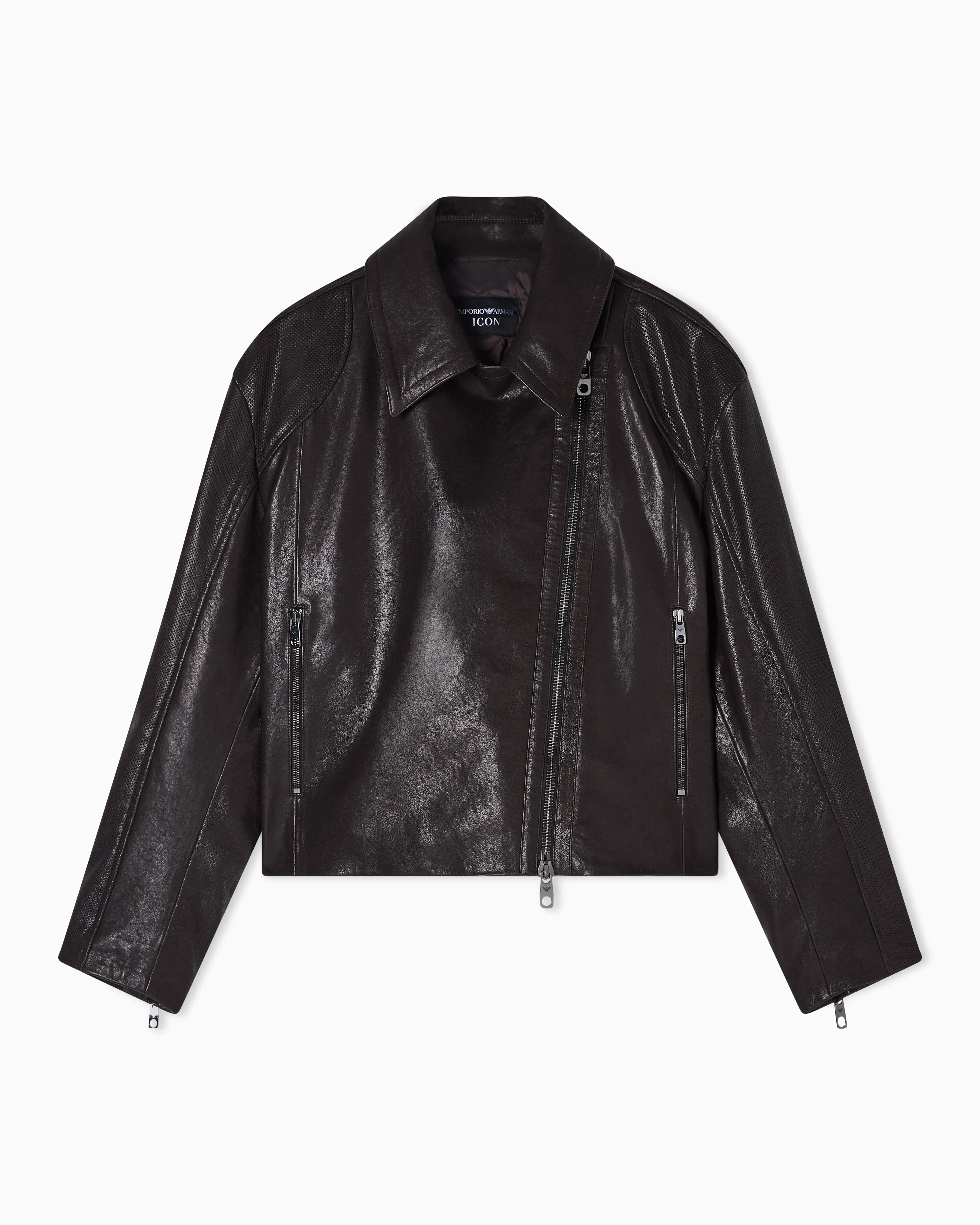 Emporio Armani oversized biker jacket in vegetable-tanned nappa lambskin