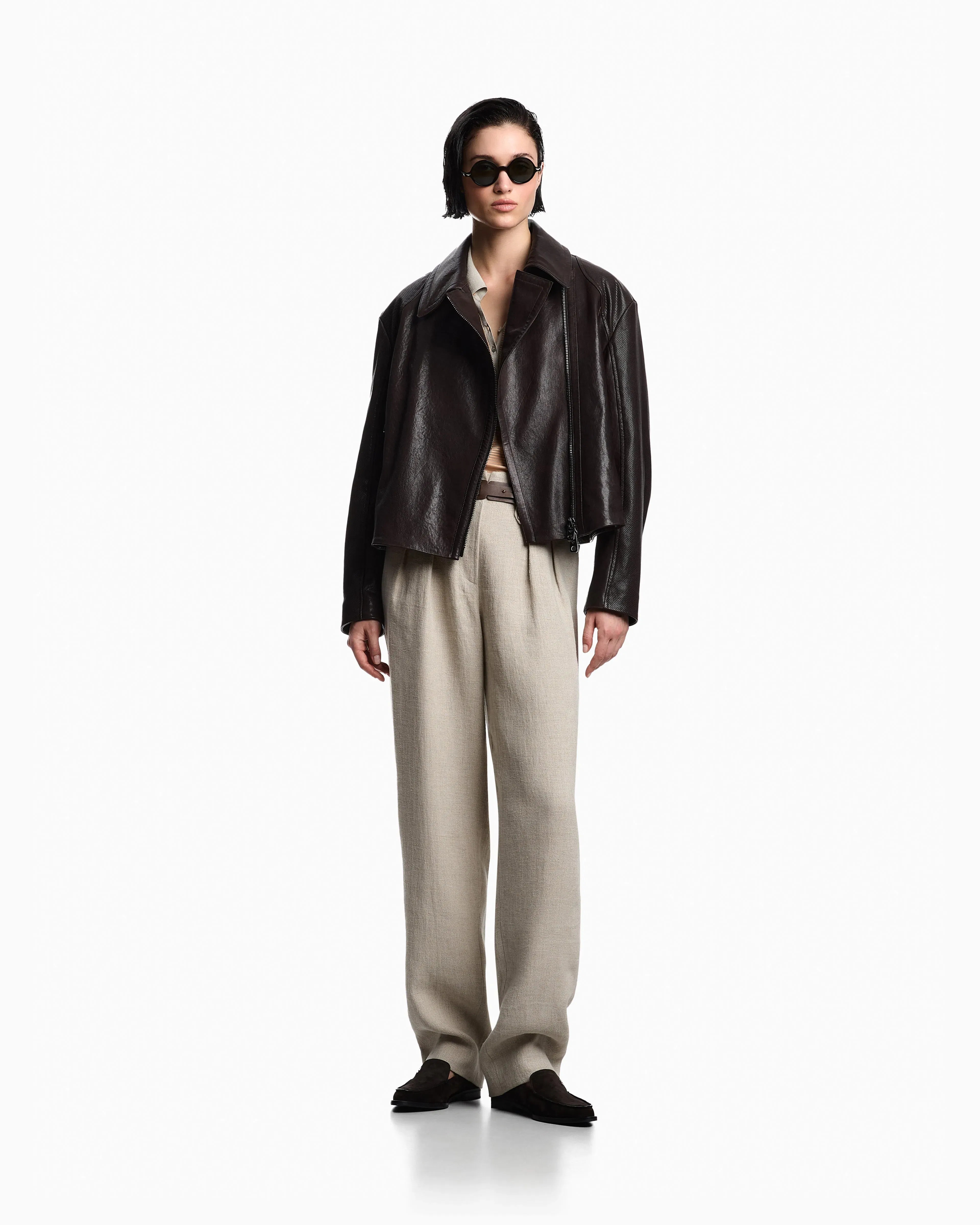 Emporio Armani oversized biker jacket in vegetable-tanned nappa lambskin
