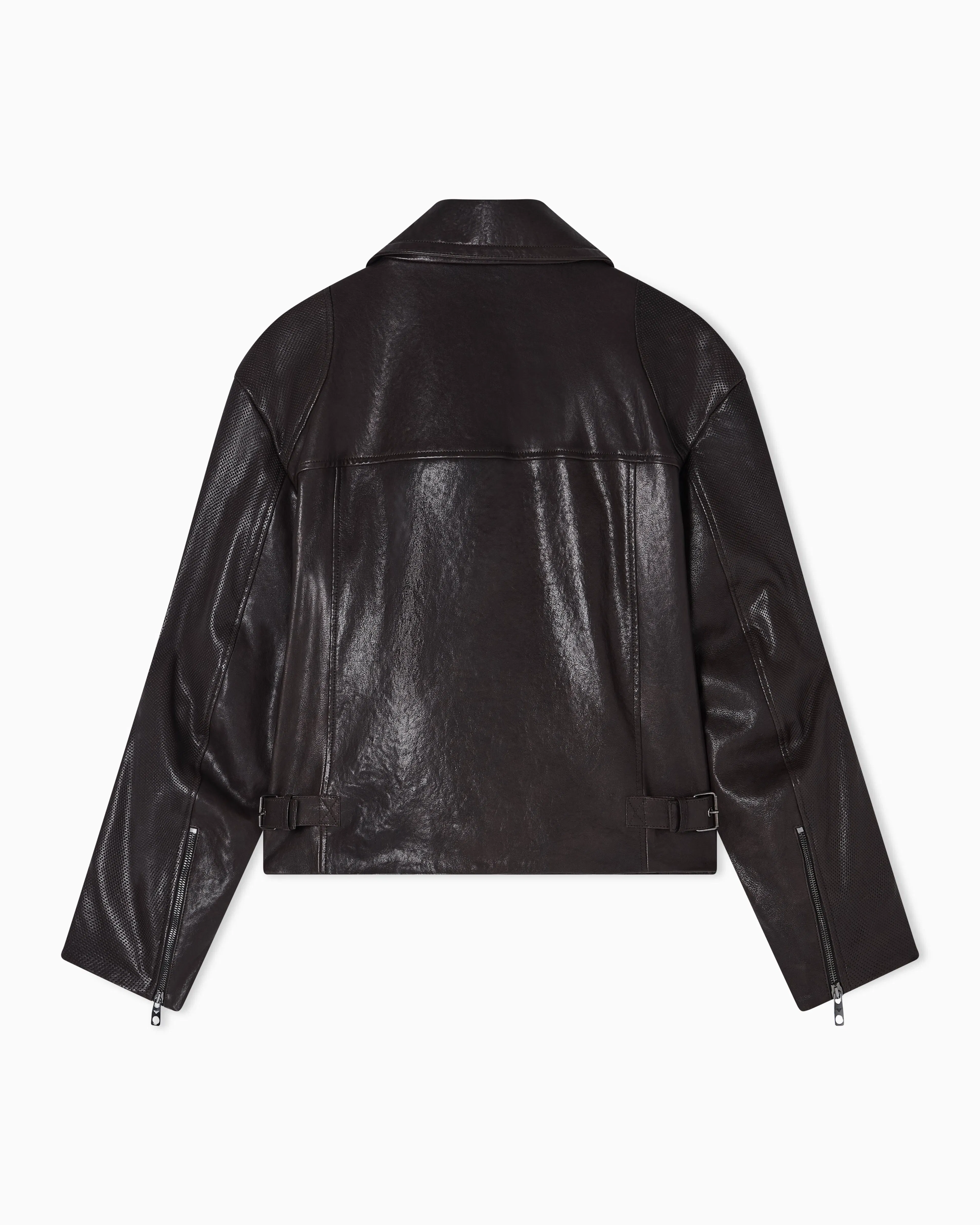 Emporio Armani oversized biker jacket in vegetable-tanned nappa lambskin