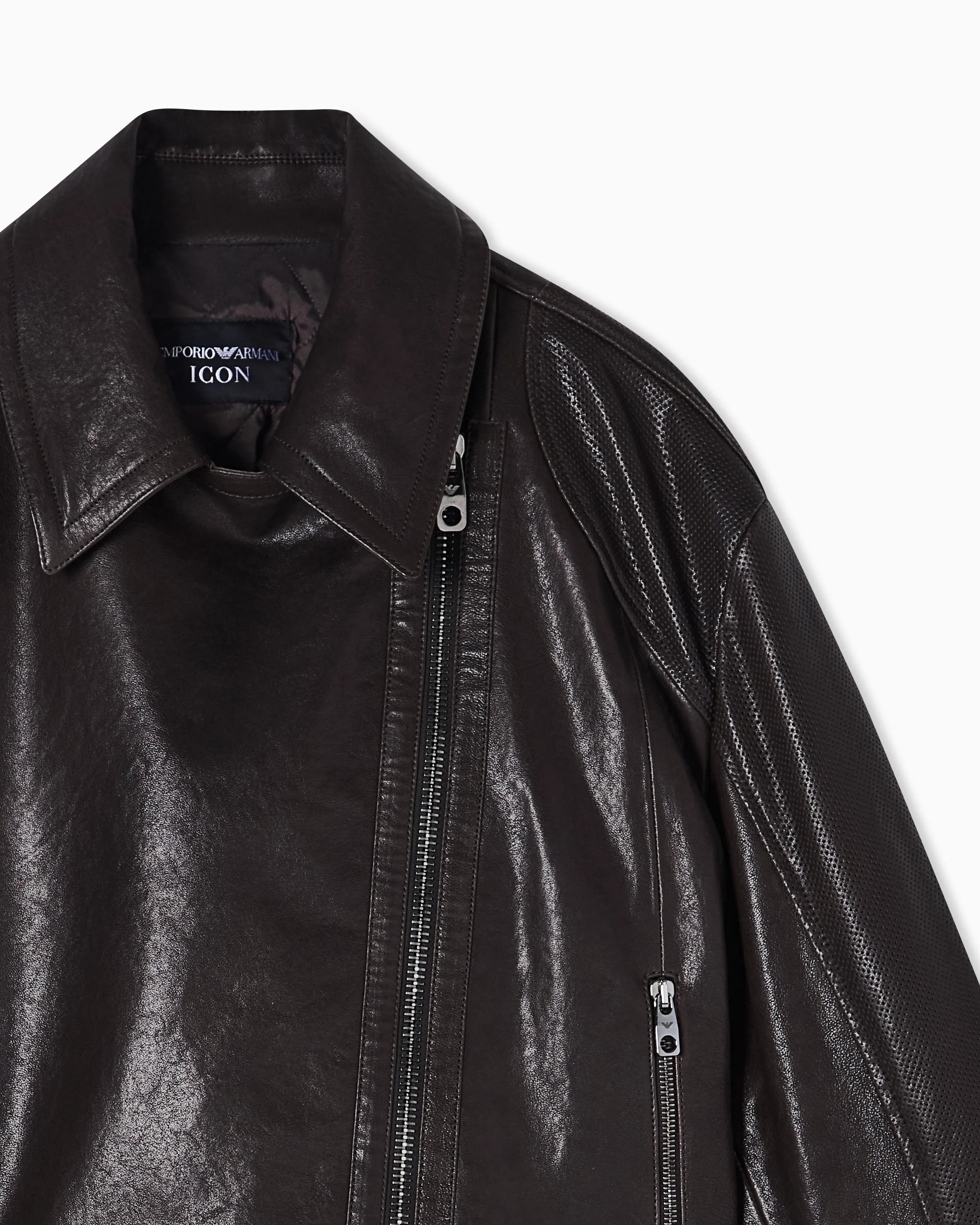 Emporio Armani oversized biker jacket in vegetable-tanned nappa lambskin