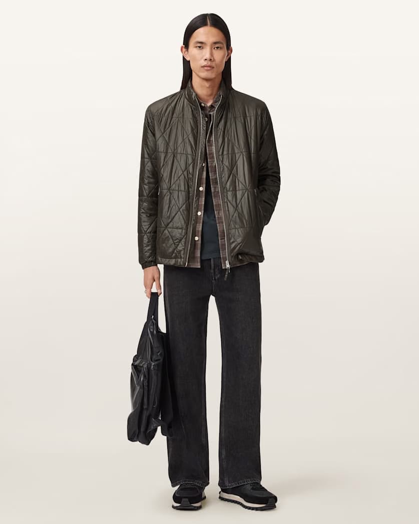 AllSaints Tribex Shine Quilted Jacket Forest Green