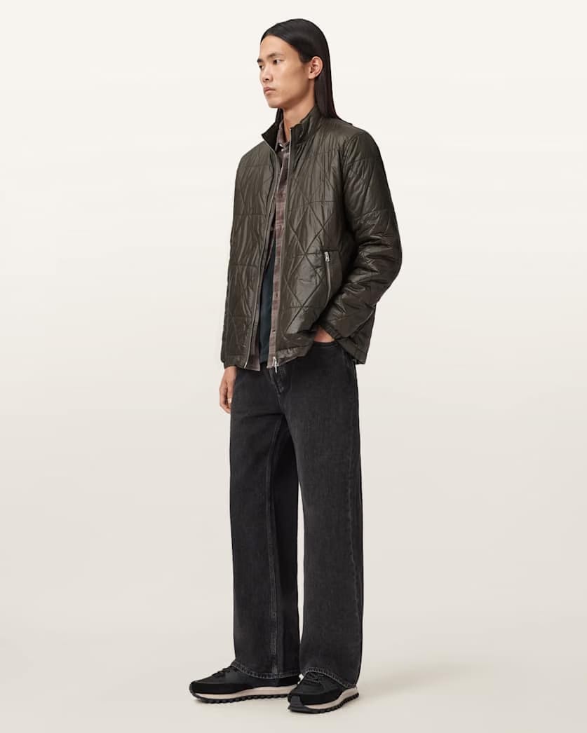 AllSaints Tribex Shine Quilted Jacket Forest Green