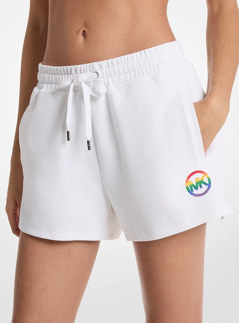 Michael Kors PRIDE Knit Track Shorts WHITE