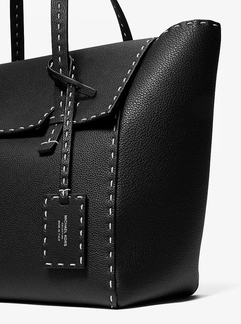 Michael Kors Sophia Hand-Stitched Pebbled Leather Satchel Black