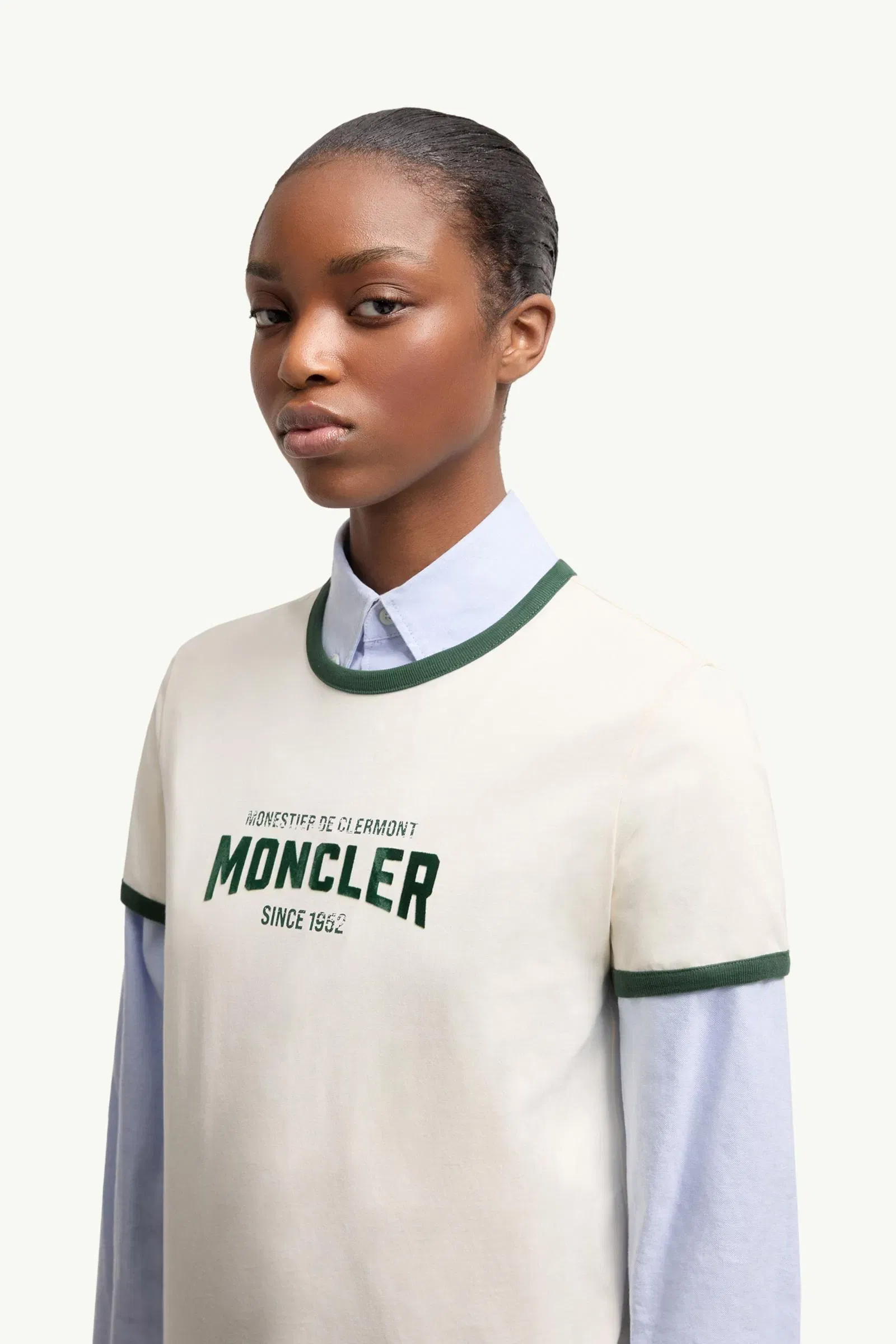 Moncler Flock Logo Jersey T-Shirt White Ivory White Ivory