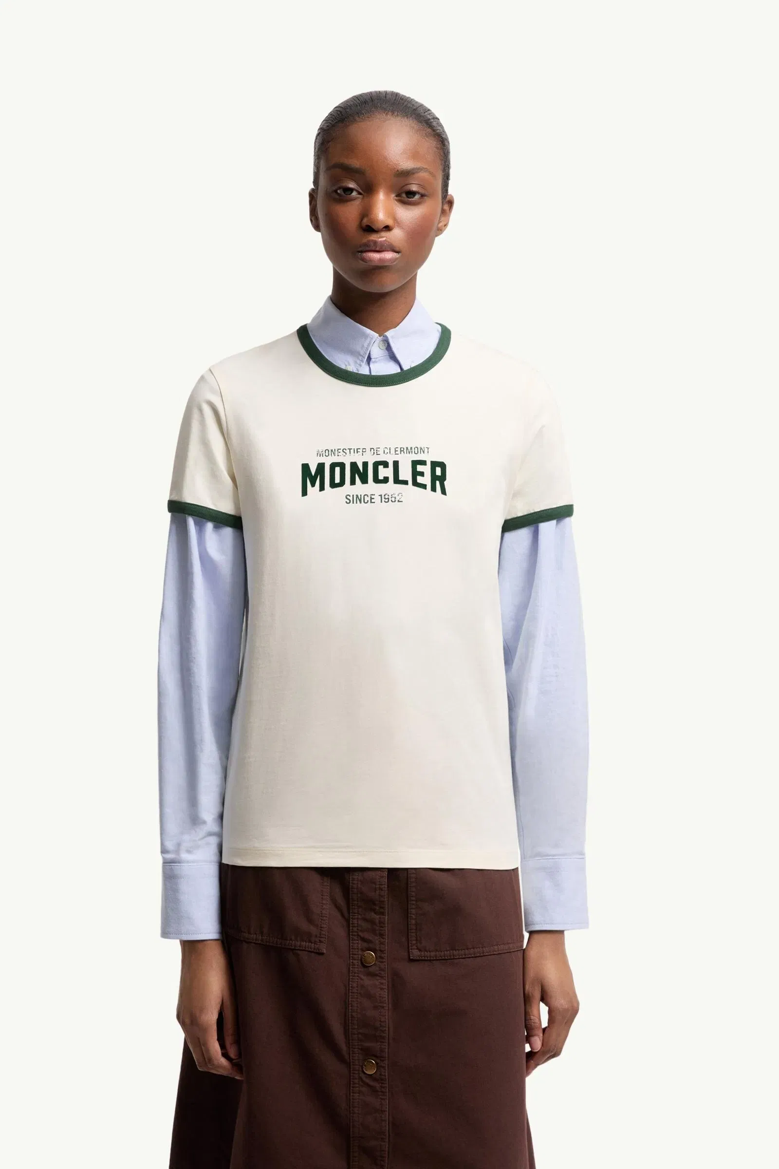 Moncler Flock Logo Jersey T-Shirt White Ivory White Ivory
