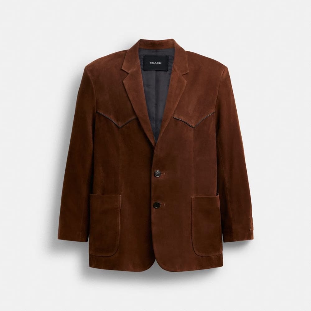 Coach Suede Western Blazer Dark Brown