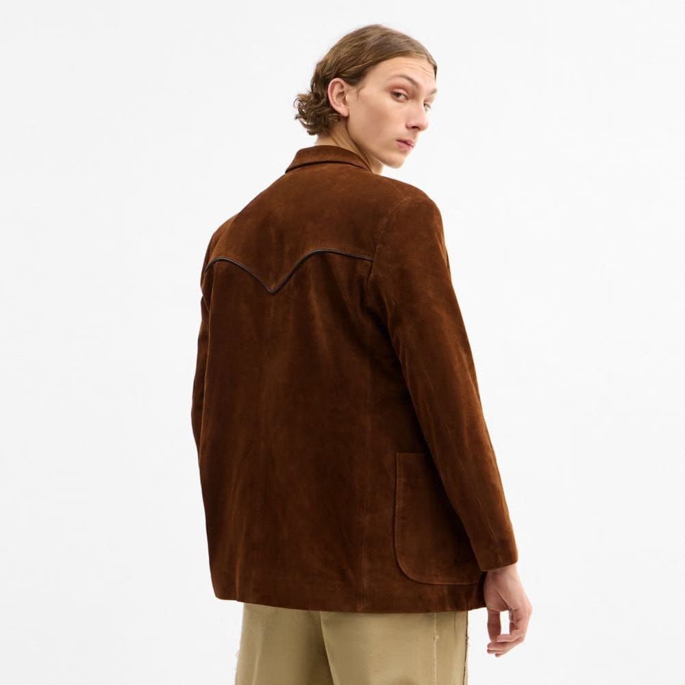 Coach Suede Western Blazer Dark Brown