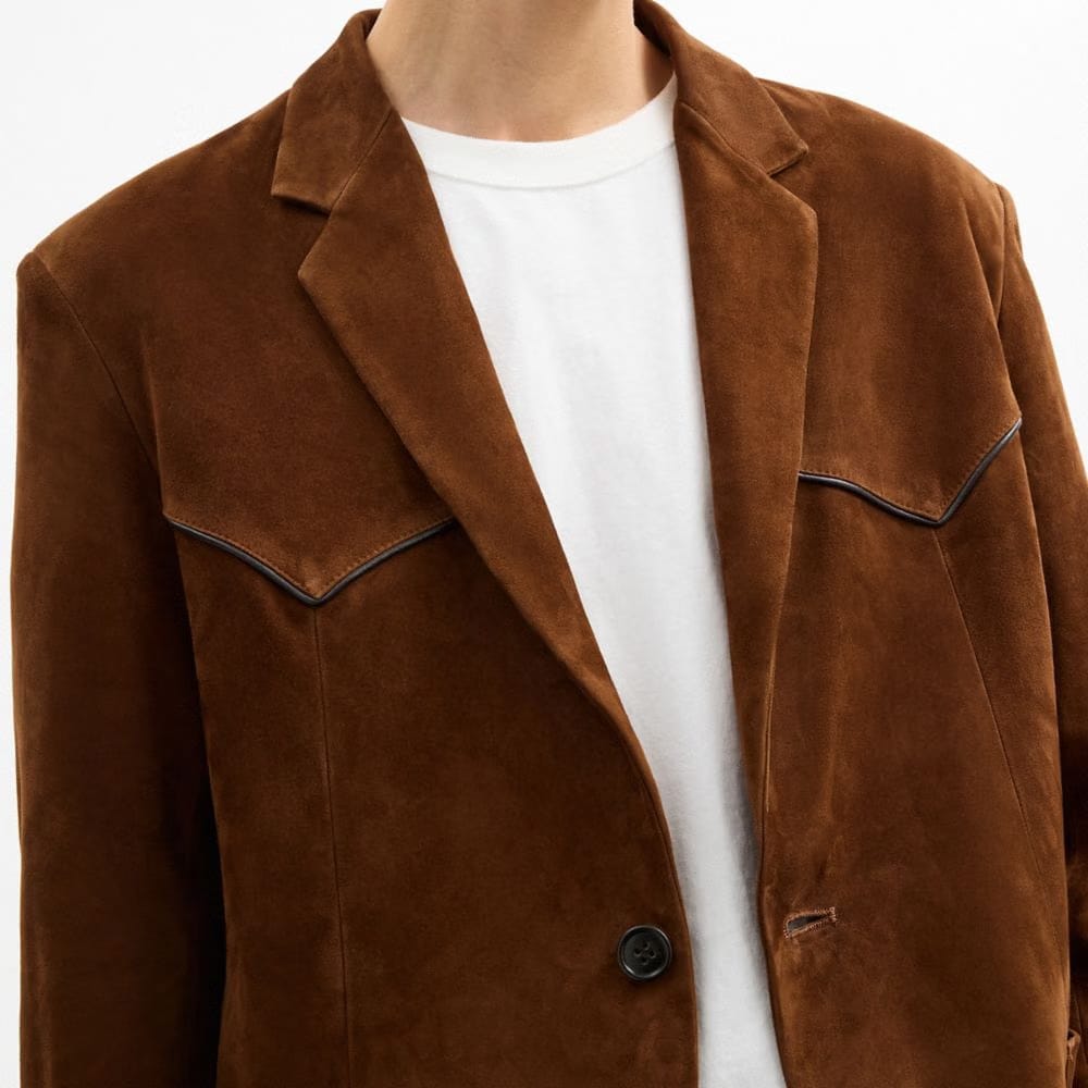 Coach Suede Western Blazer Dark Brown