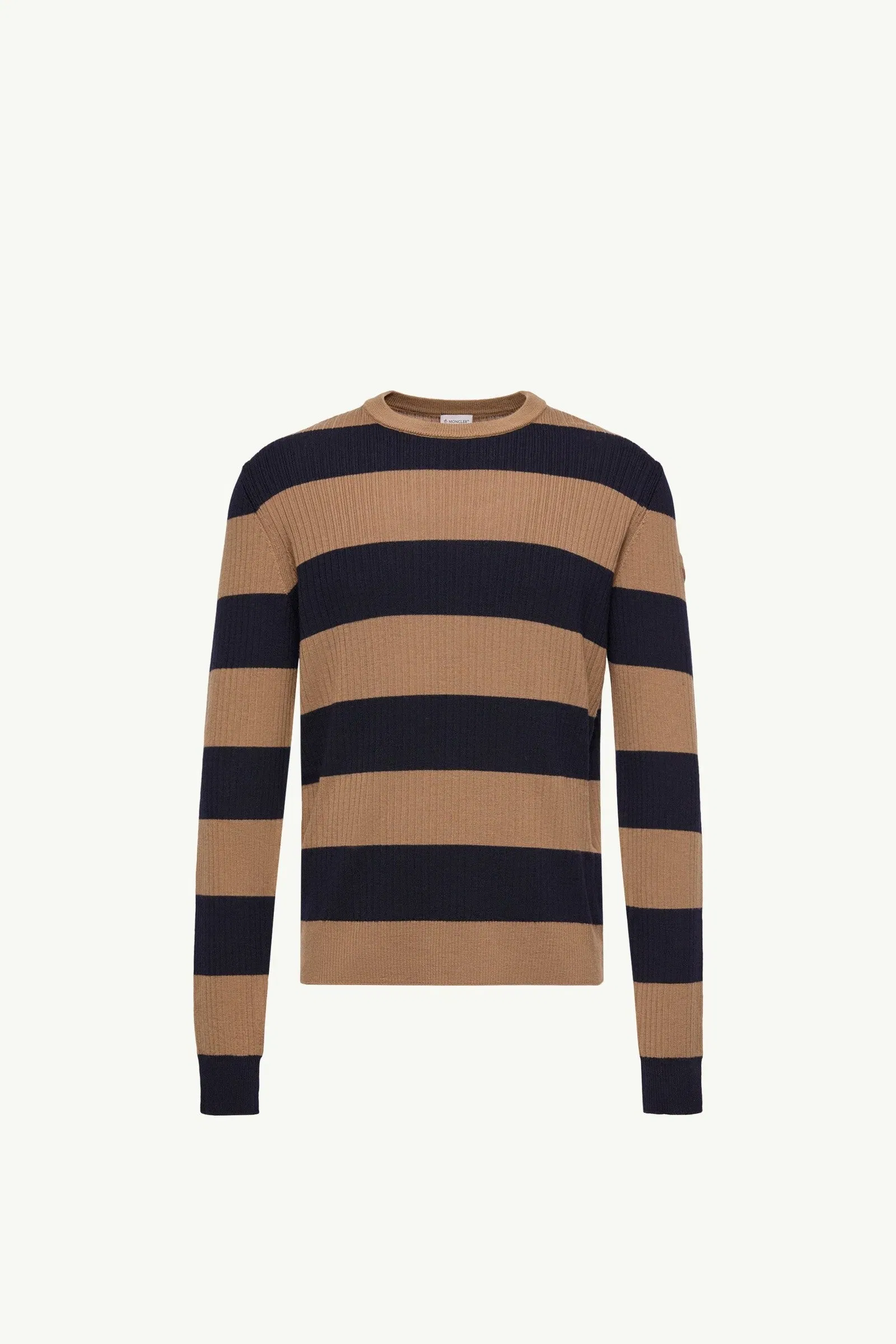 Moncler Striped Wool Sweater Beige & Navy Blue Beige & Navy Blue