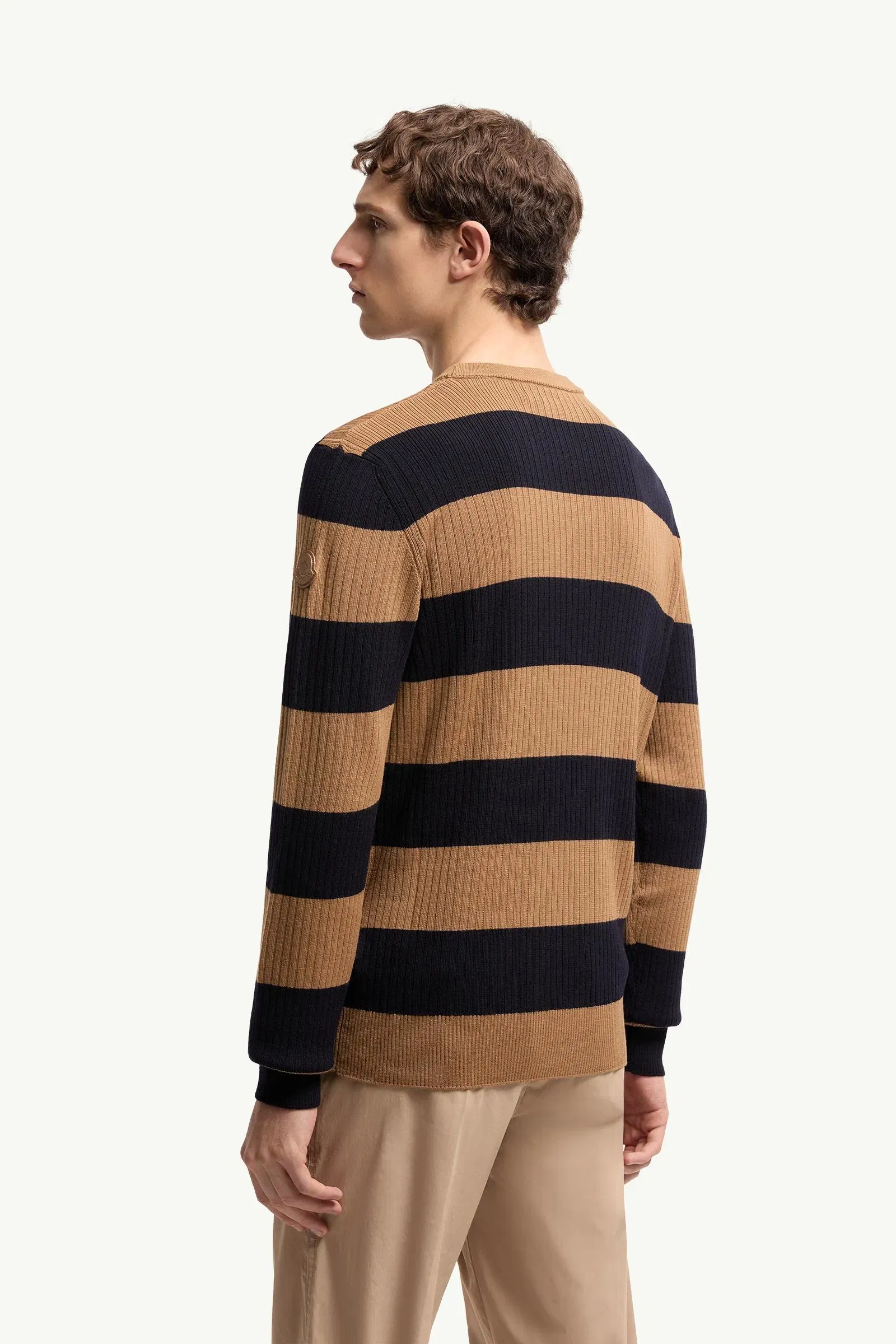 Moncler Striped Wool Sweater Beige & Navy Blue Beige & Navy Blue