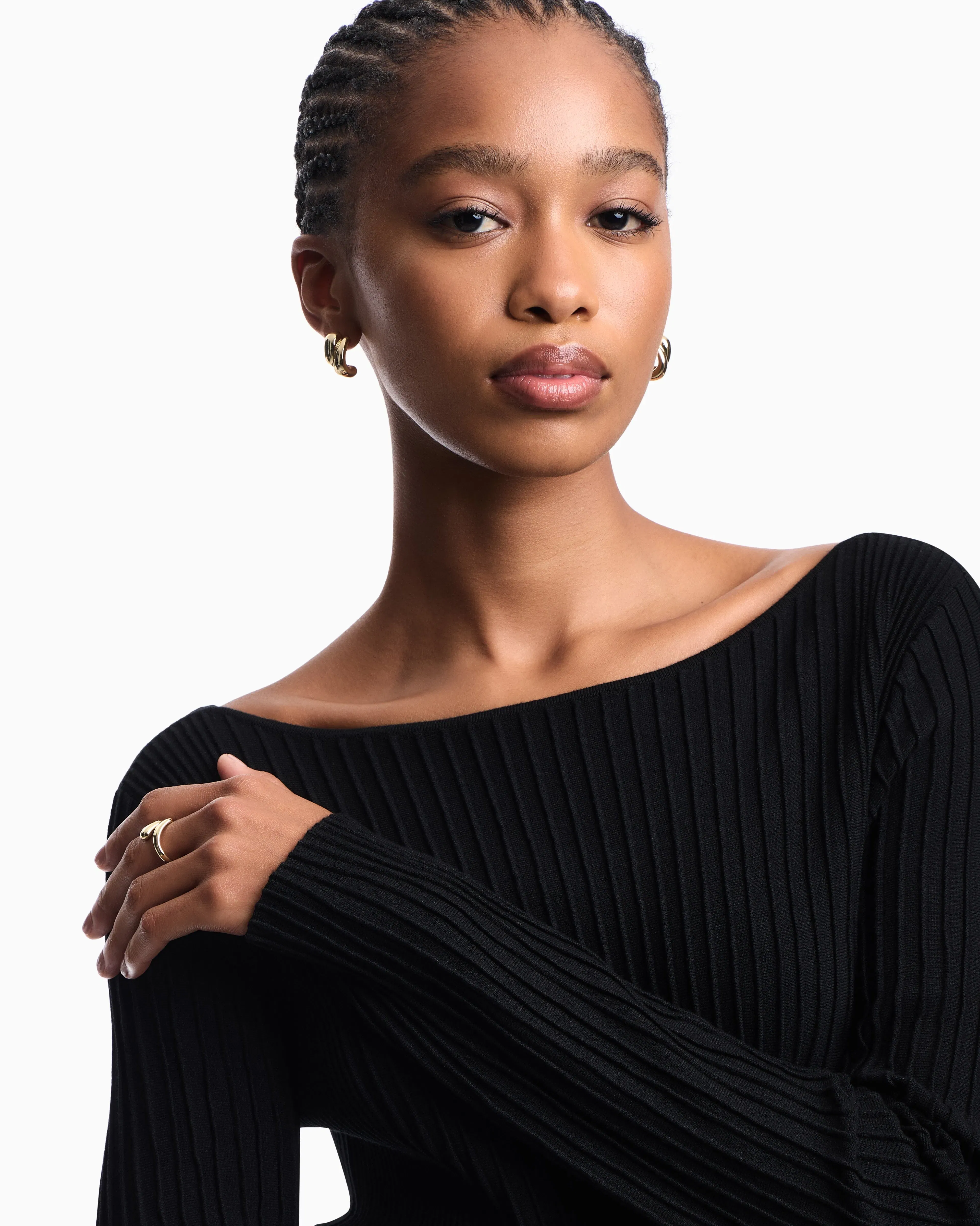 Emporio Armani Flared rib-knit dress