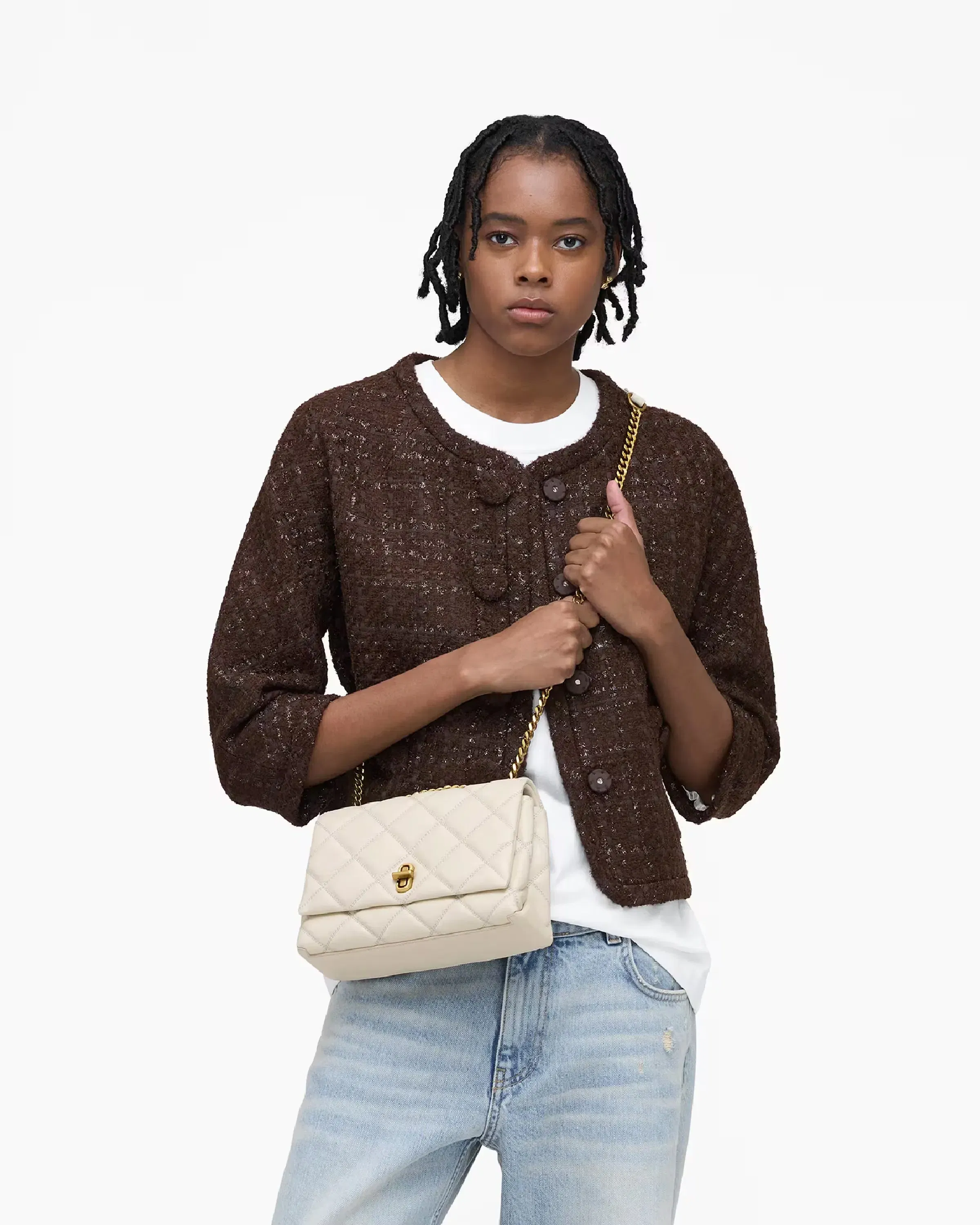 Marc Jacobs The Quilted Slim Dual Convertible Shoulder Bag Cloud White