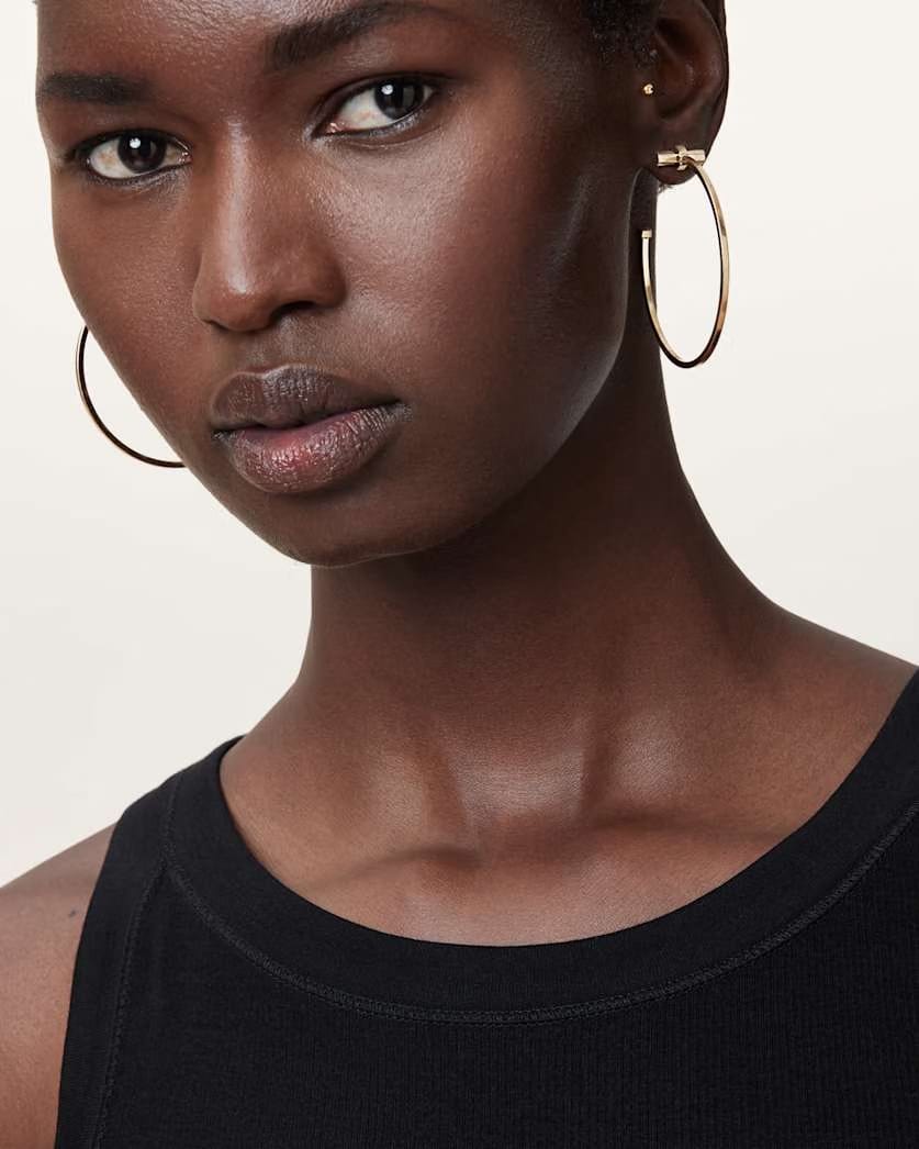 AllSaints Toggle Large Hoop Earrings Women's Warm Brass Women's