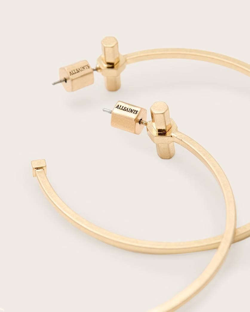AllSaints Toggle Large Hoop Earrings Women's Warm Brass Women's