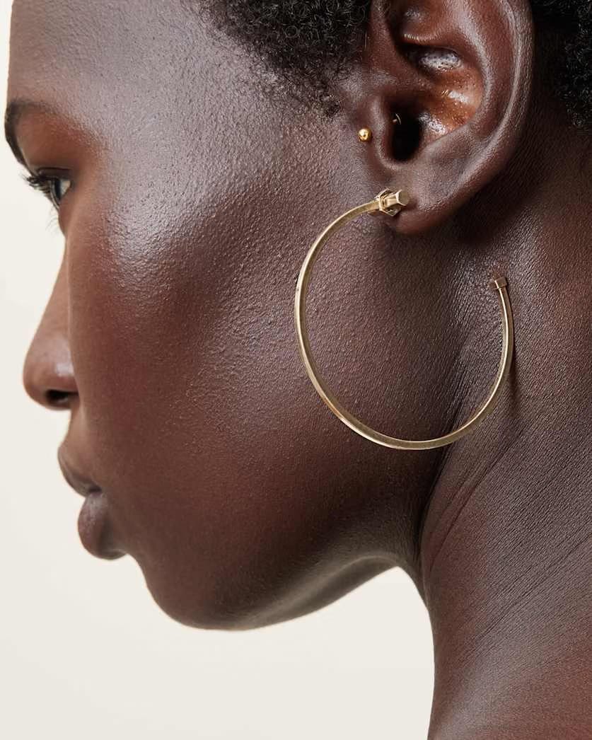 AllSaints Toggle Large Hoop Earrings Women's Warm Brass Women's
