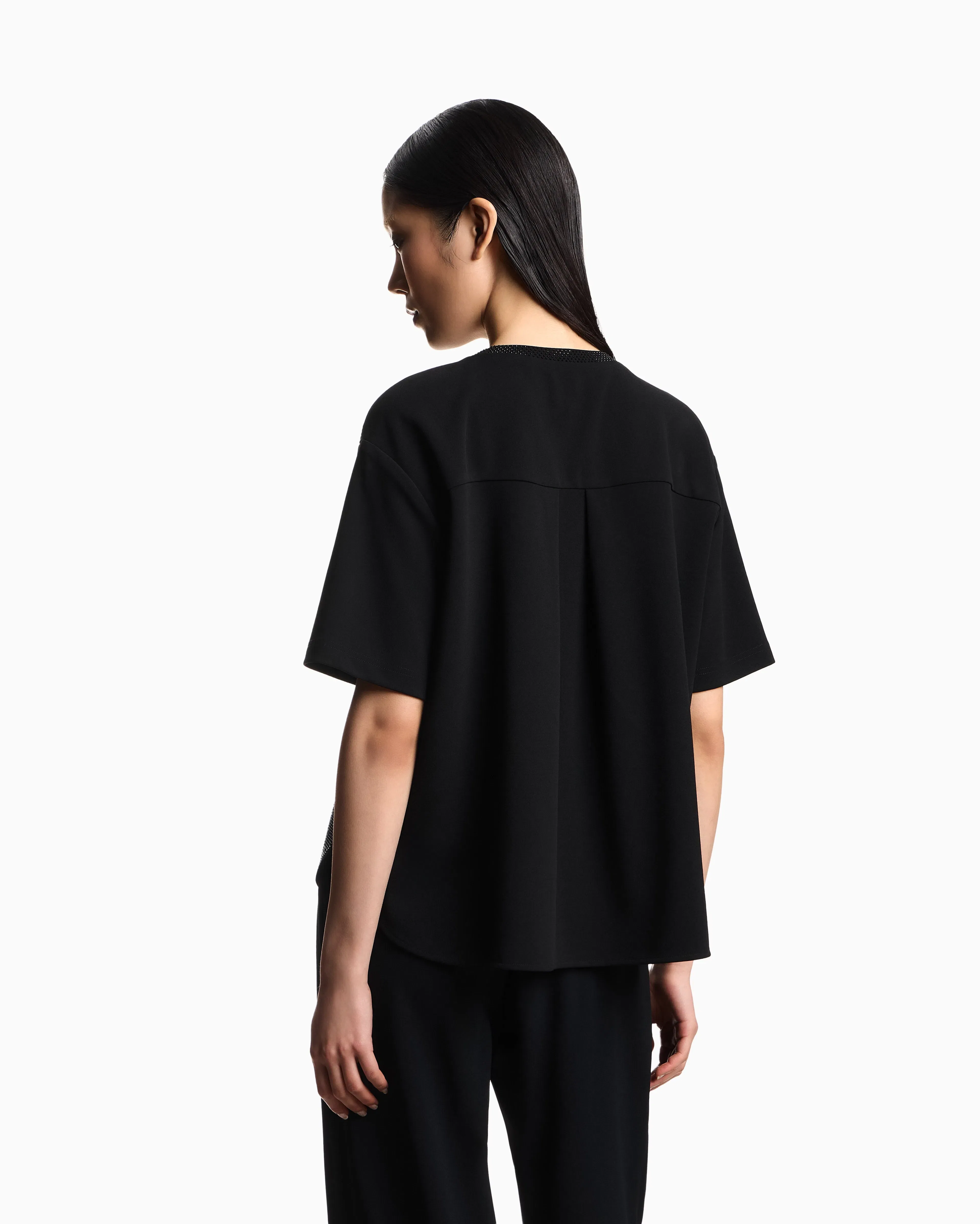 Emporio Armani Scuba crêpe T-shirt with micro studs