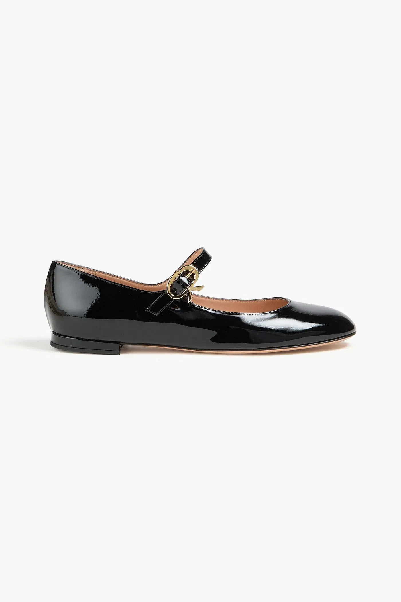 Gianvito Rossi Mary Ribbon Patent-Leather Flats Black Women's