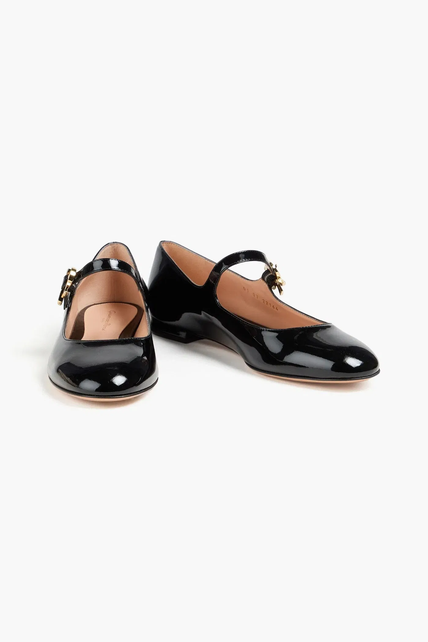 Gianvito Rossi Mary Ribbon Patent-Leather Flats Black Women's