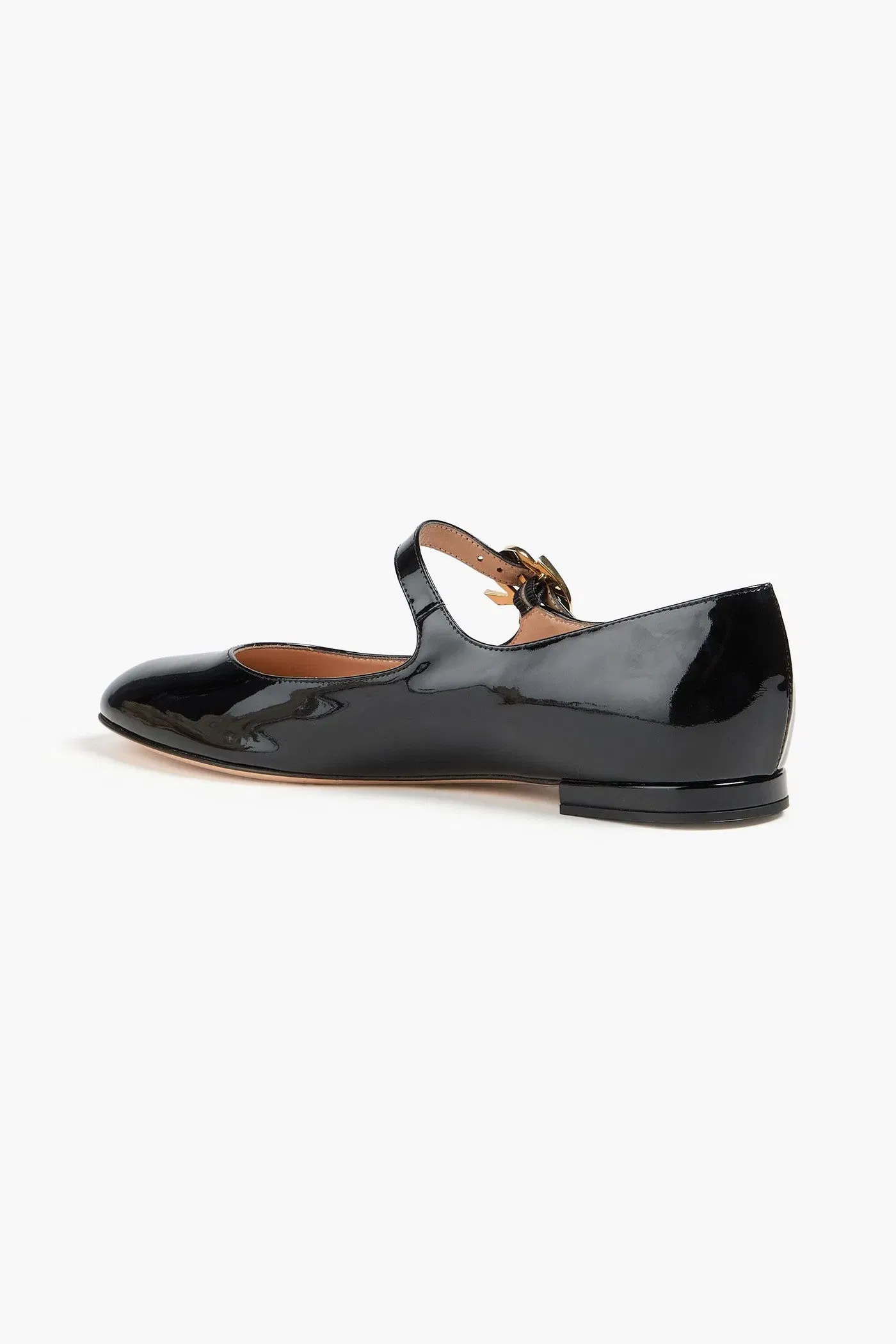 Gianvito Rossi Mary Ribbon Patent-Leather Flats Black Women's