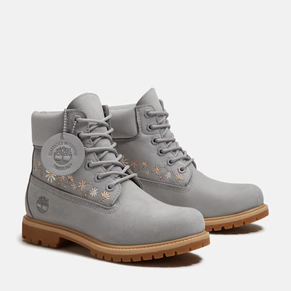 Timberland Premium 6-Inch Waterproof Boot Light Grey Nubuck Women'S
