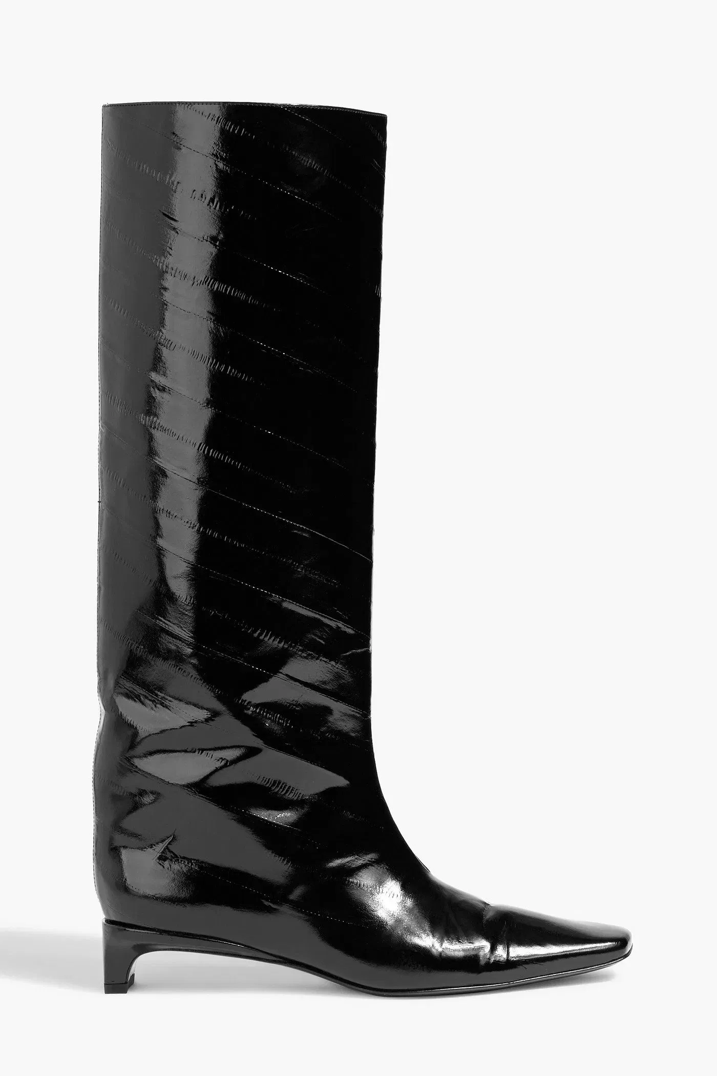 Loulou De Saison Joan Patent-Leather Knee Boots Black Women's