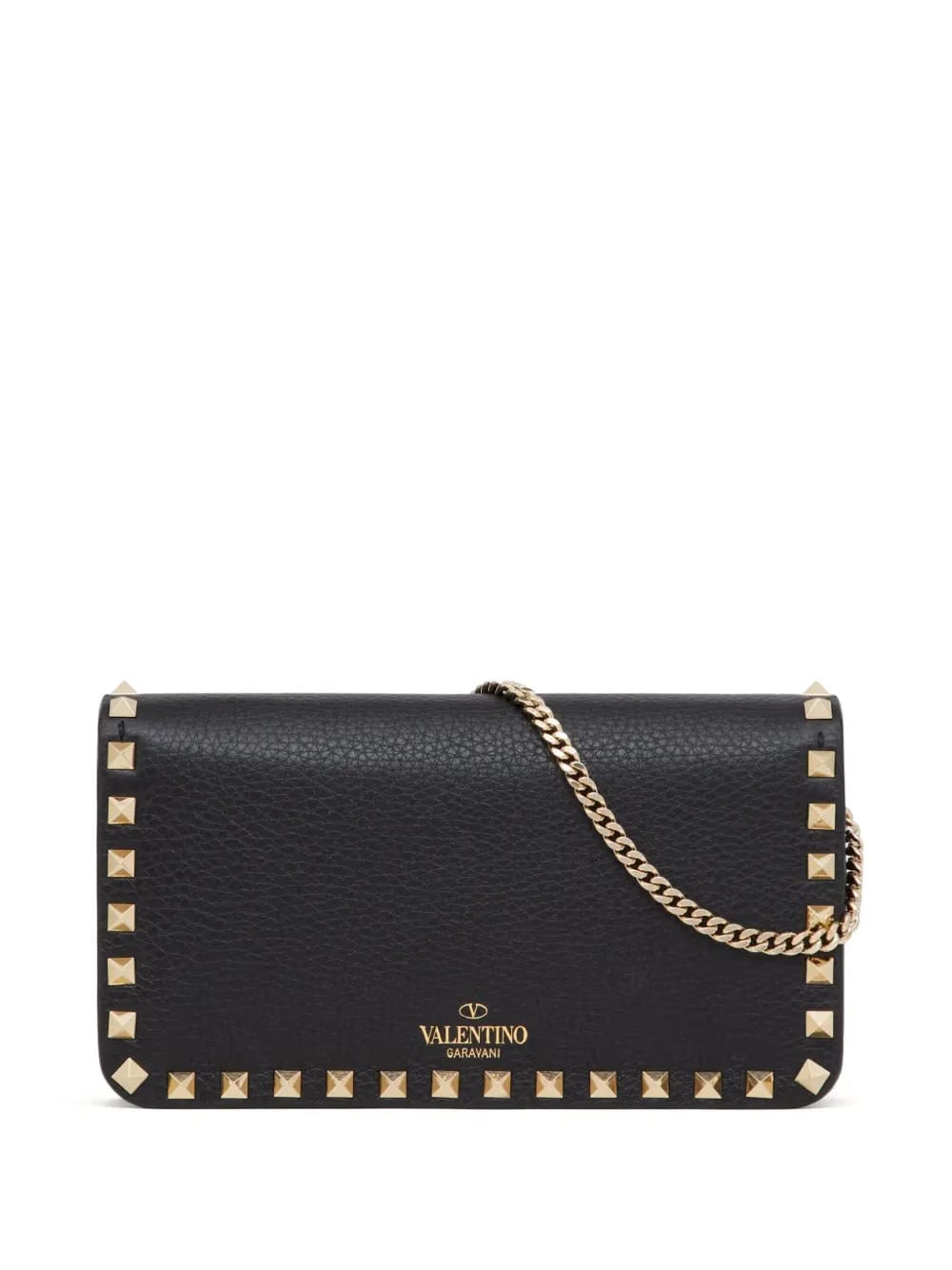 Rockstud leather clutch bag