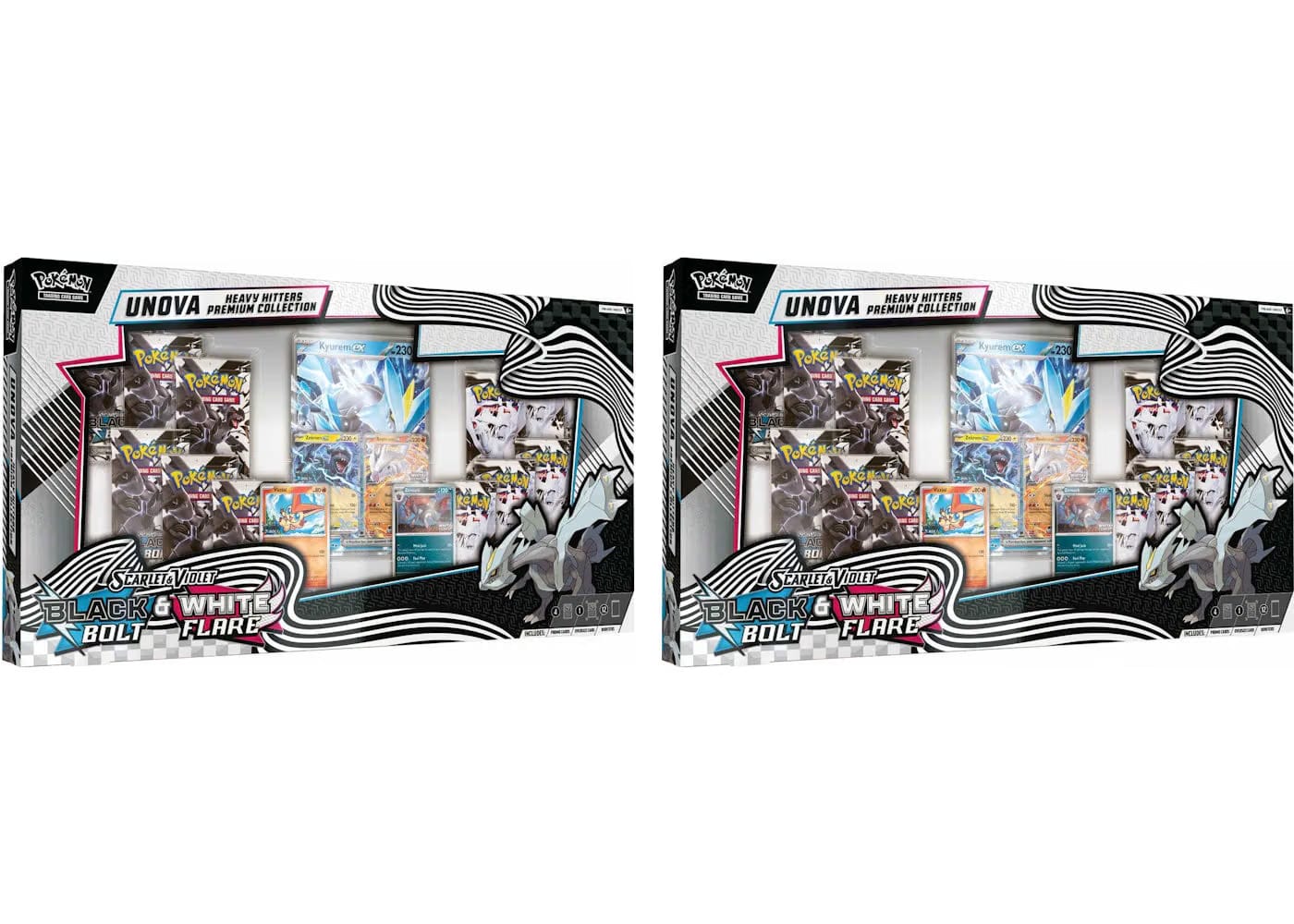 2025 Pokemon Scarlet & Violet Black Bolt & White Flare Unova Heavy Hitters Premium Collection Costco Exclusive 2X Lot