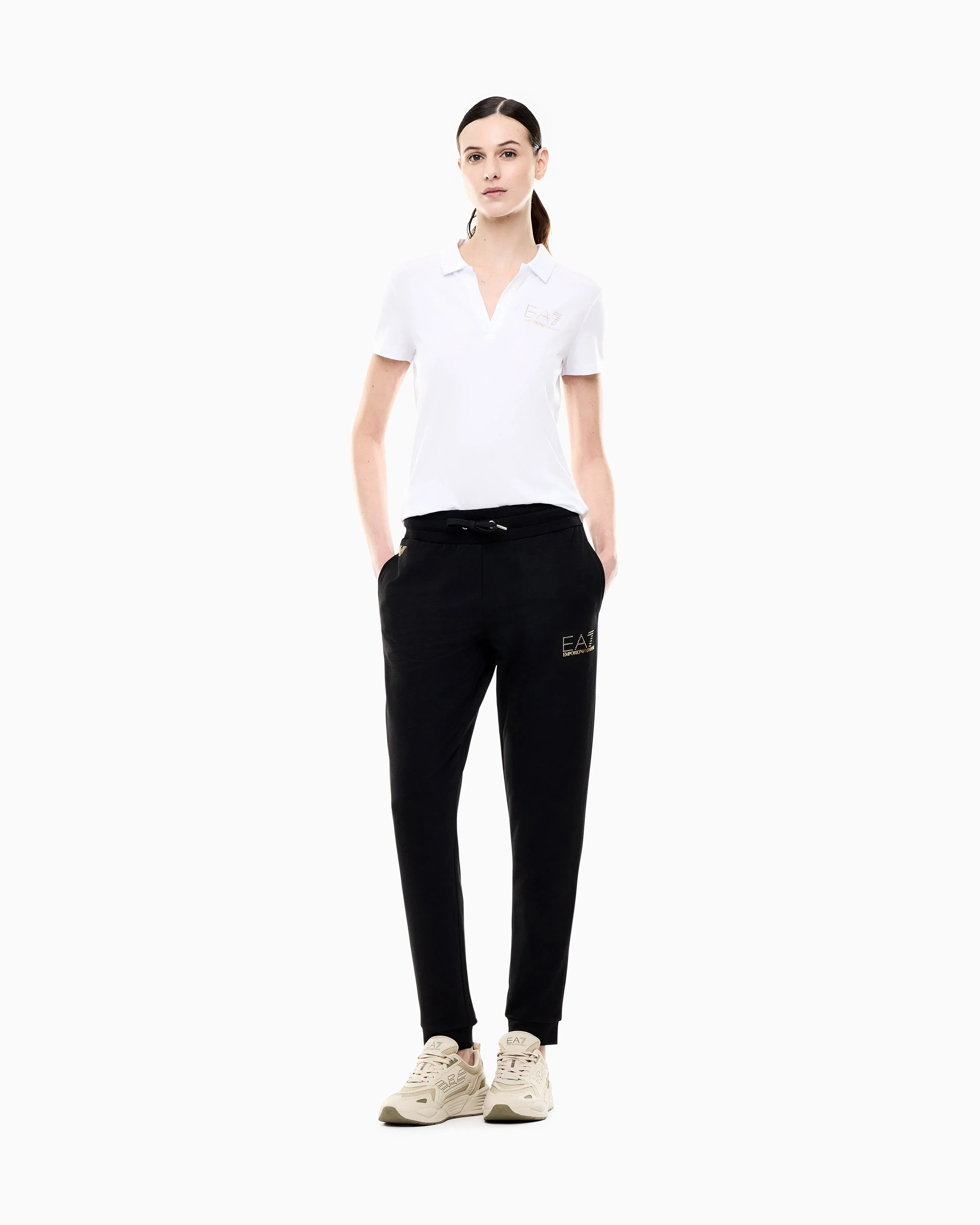 EA7 Evolution short-sleeved polo shirt in a cotton and modal blend