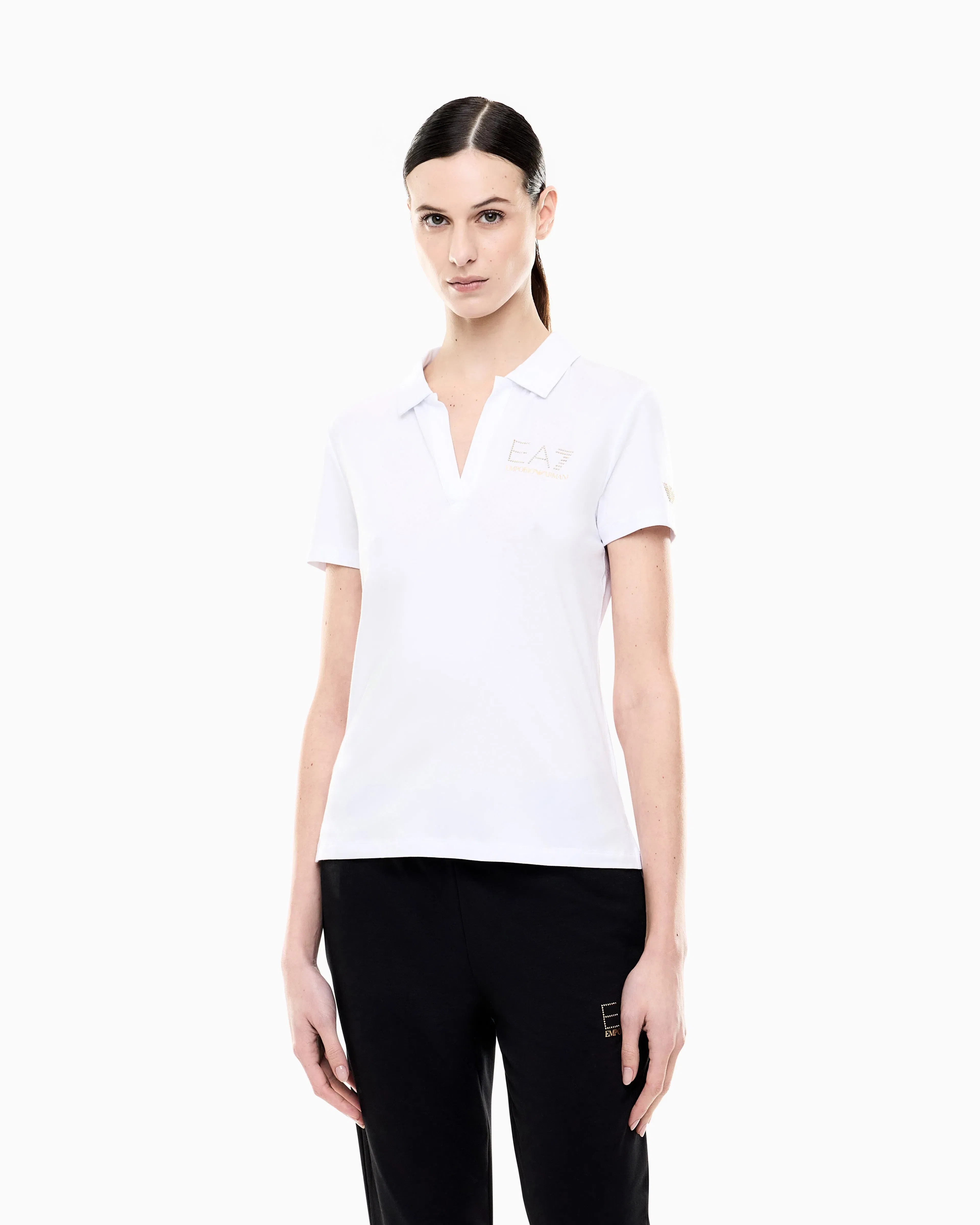 EA7 Evolution short-sleeved polo shirt in a cotton and modal blend