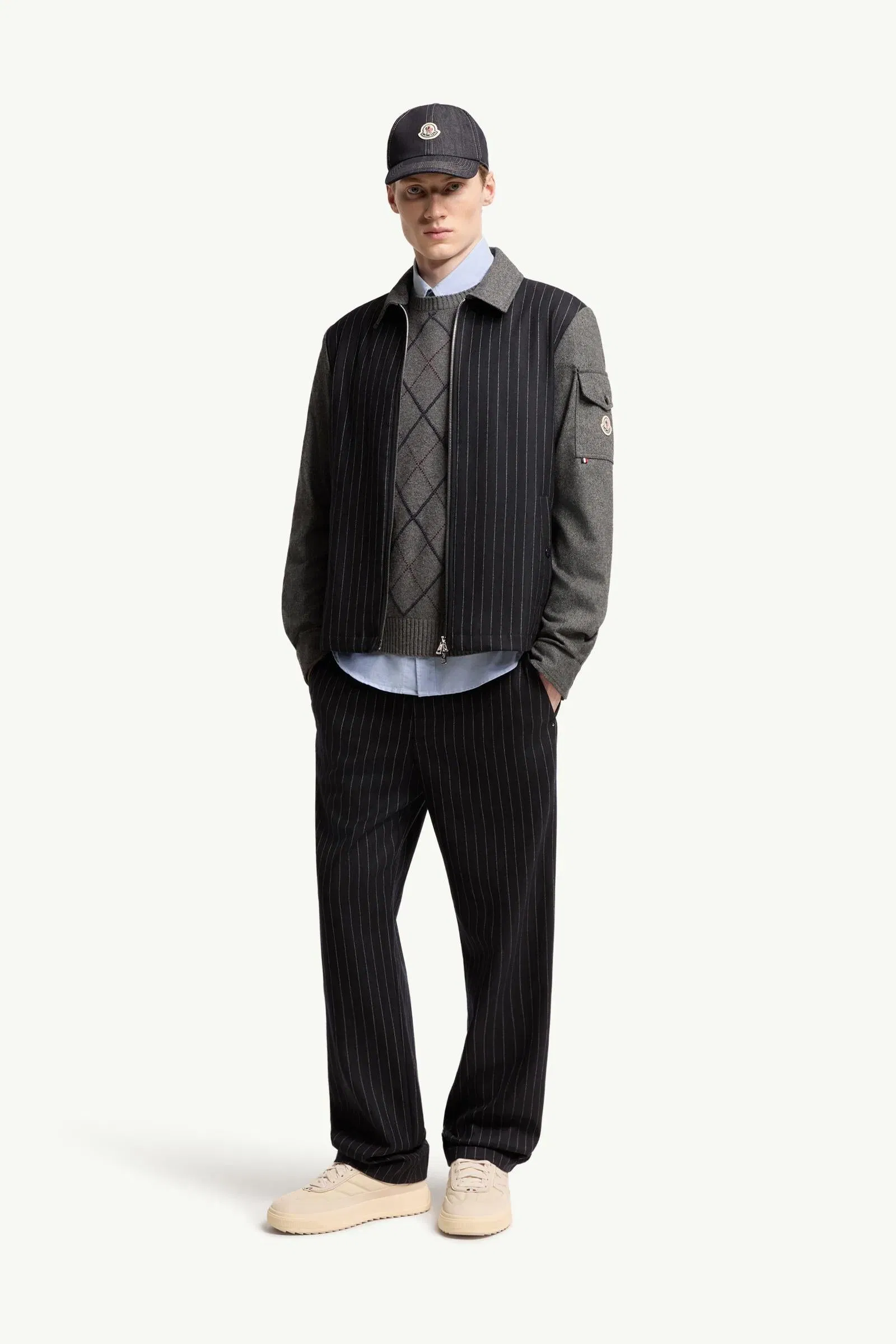 Moncler Tailored Pinstripe Pants Dark Blue Dark Blue