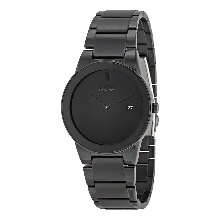 Citizen Axiom Eco Drive Black Dial Black Ion-Plated Mens Watch