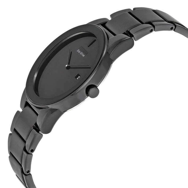 Citizen Axiom Eco Drive Black Dial Black Ion-Plated Mens Watch