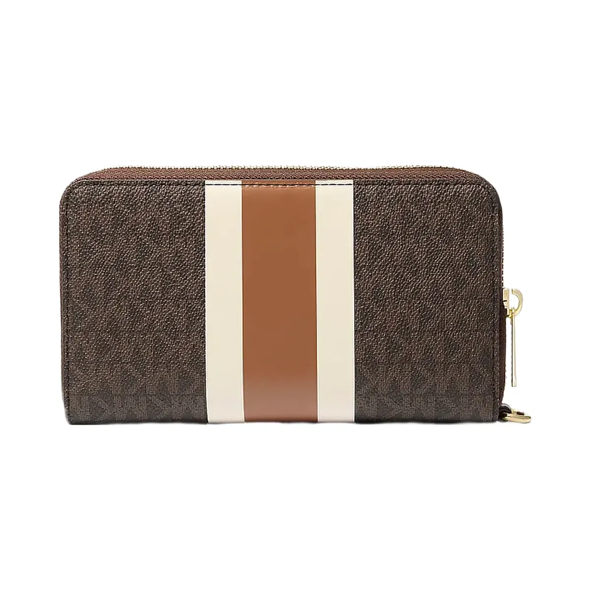 Michael Kors Jet Set Travel Large Striped Signature Logo Smartphone Wallet Brown Multi