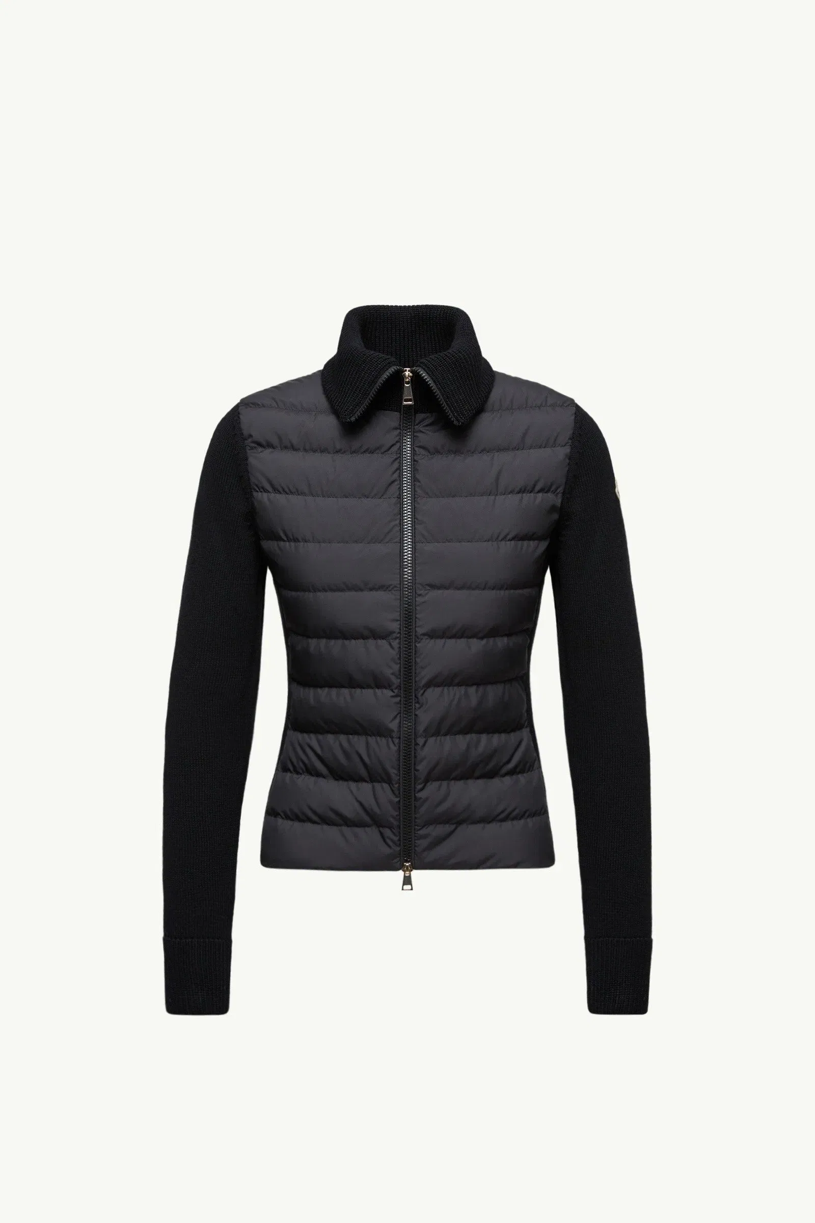 Moncler Padded Zip-Up Wool Cardigan Black Black