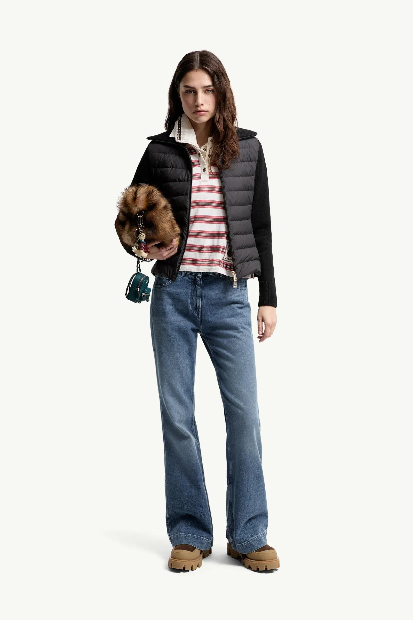Moncler Padded Zip-Up Wool Cardigan Black Black