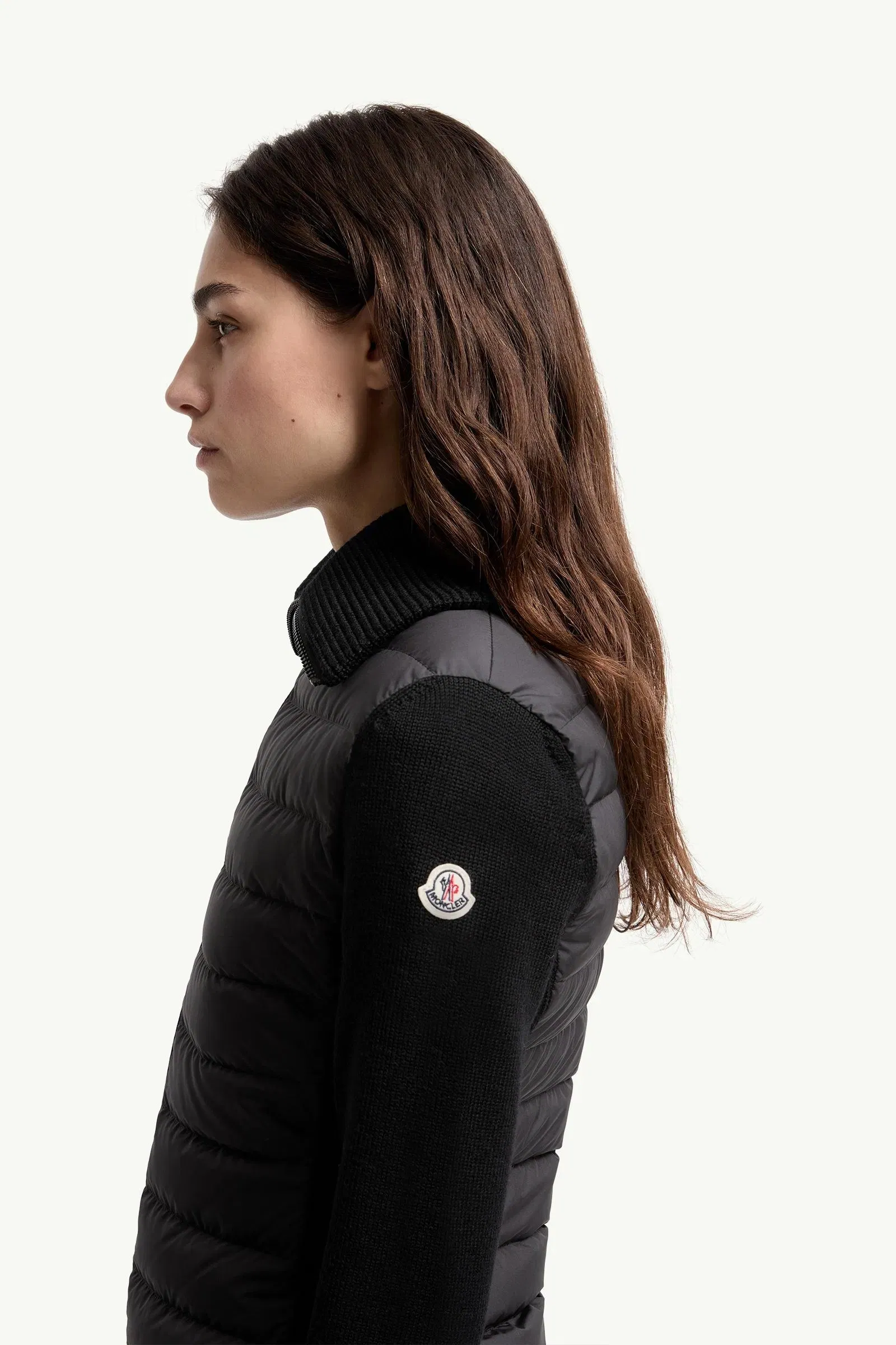 Moncler Padded Zip-Up Wool Cardigan Black Black
