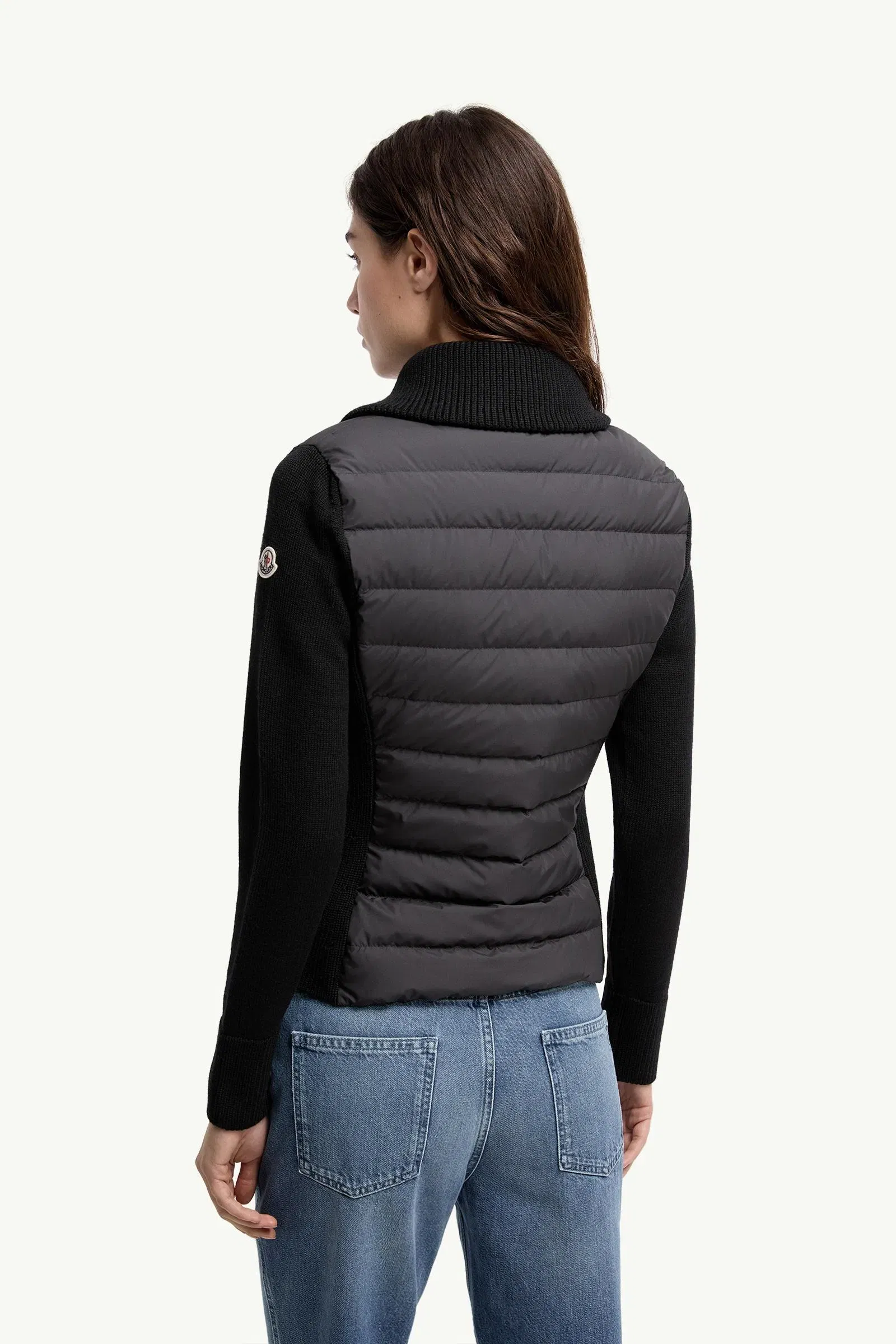 Moncler Padded Zip-Up Wool Cardigan Black Black