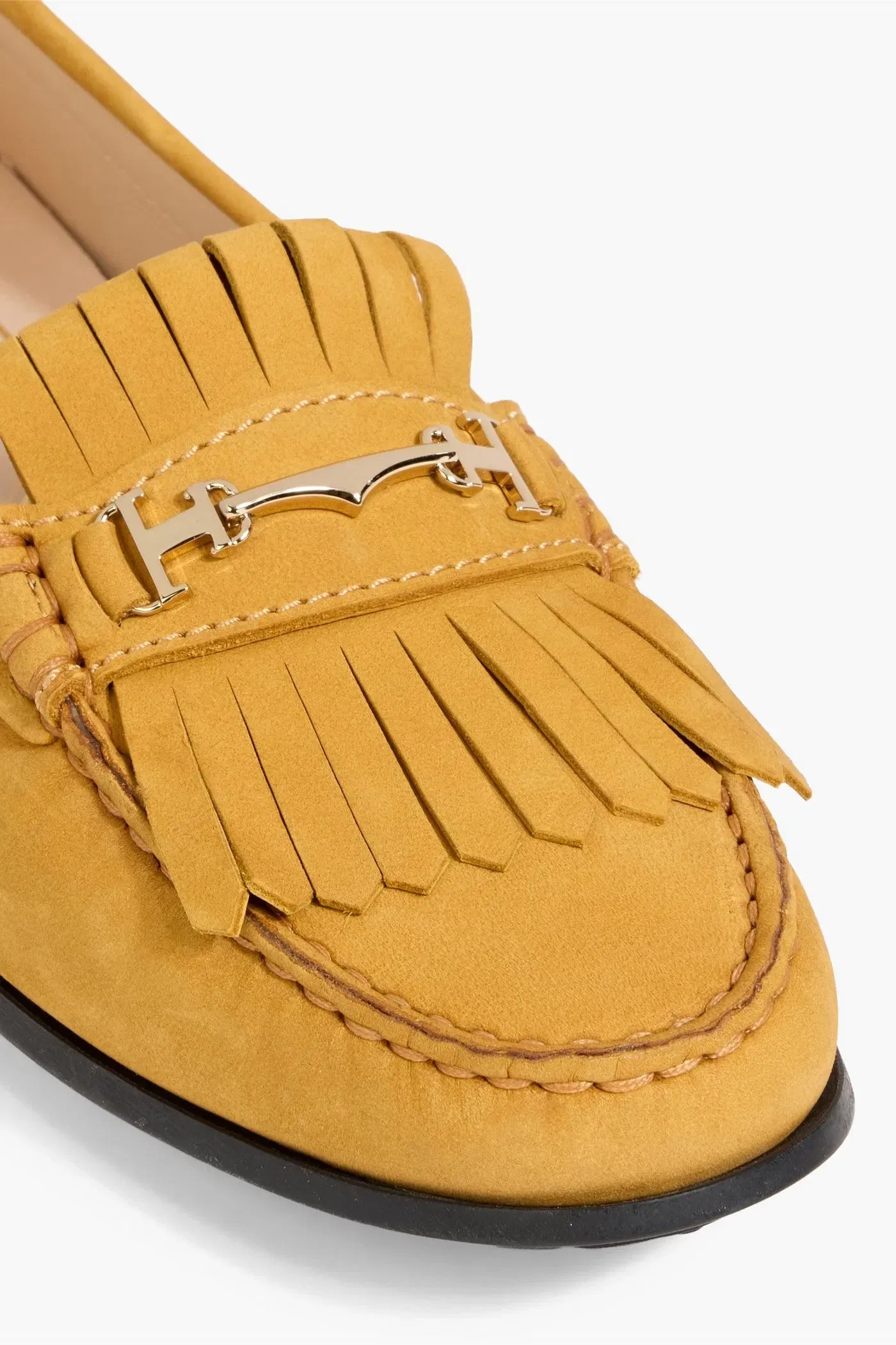 Tod's Fringed Nubuck Loafers Saffron Women's