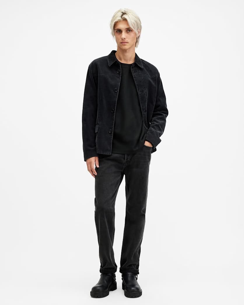 AllSaints Rowe Long Sleeve Ramskull Crew Jet Black