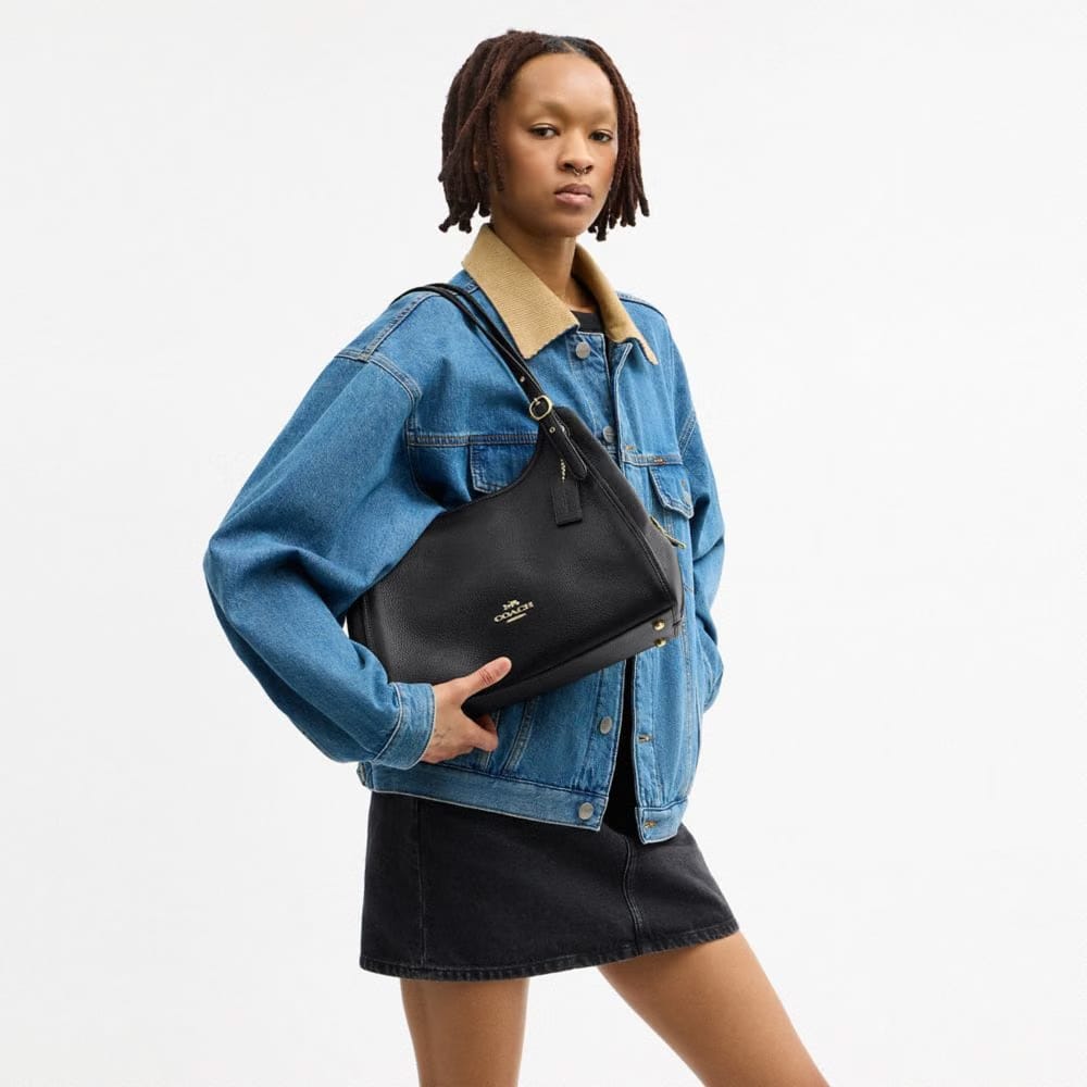 Coach Erin Shoulder Bag Gold Black