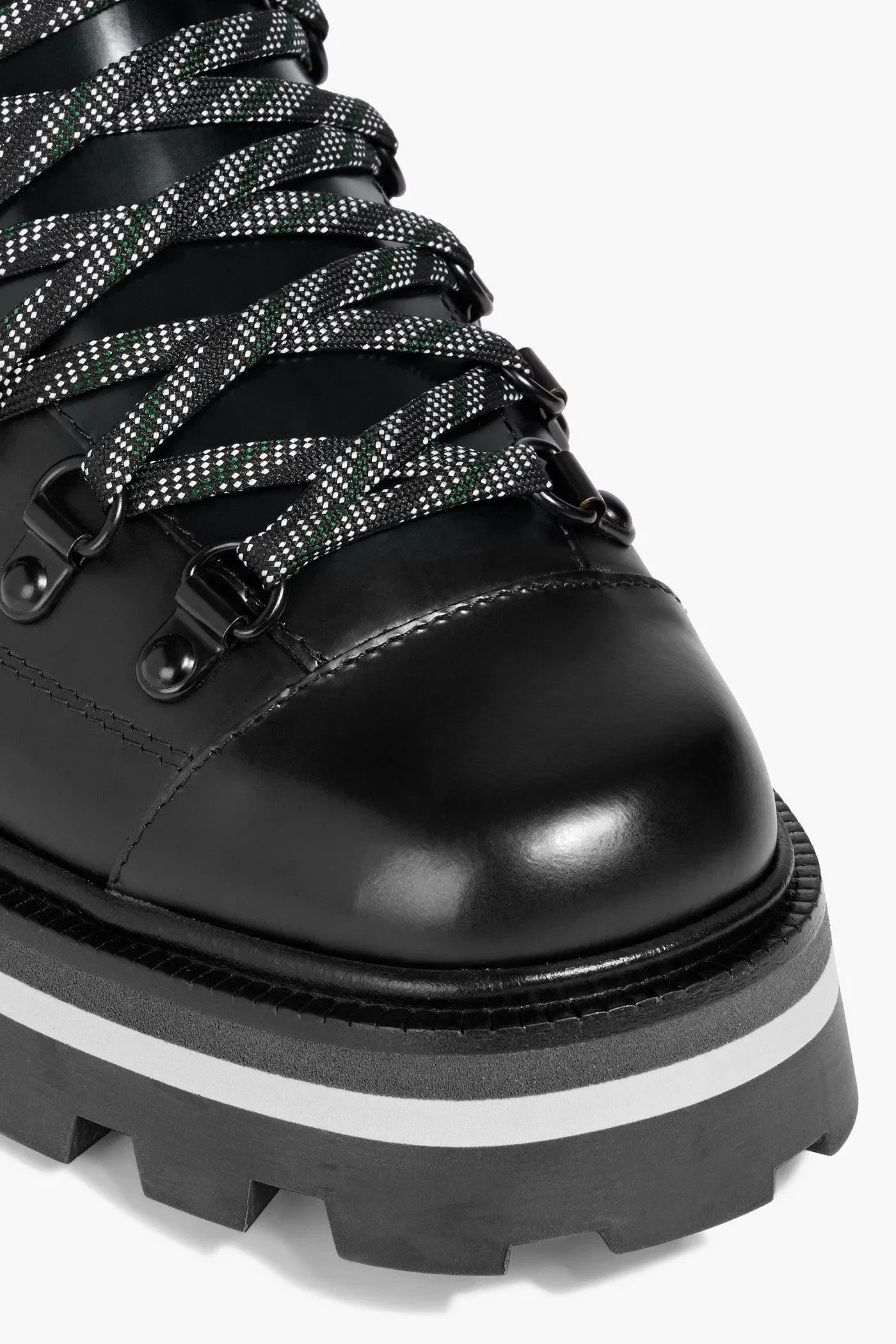 Jimmy Choo Chike Leather And Ribbed-Knit Hiking Boots Black Women's