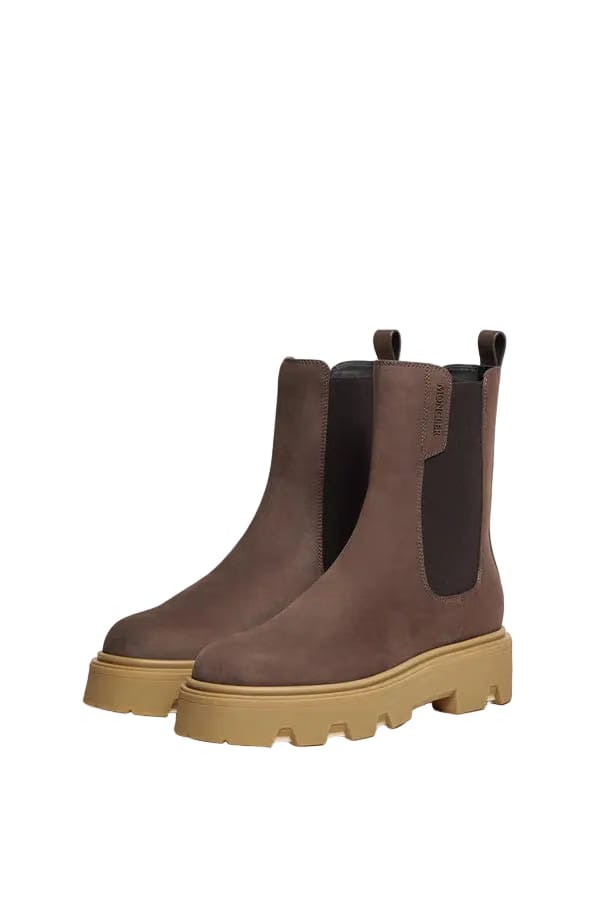 Moncler Aurea Nubuck Chelsea Boots Brown