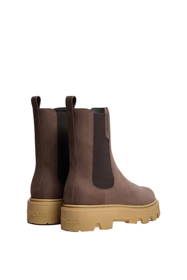 Moncler Aurea Nubuck Chelsea Boots Brown