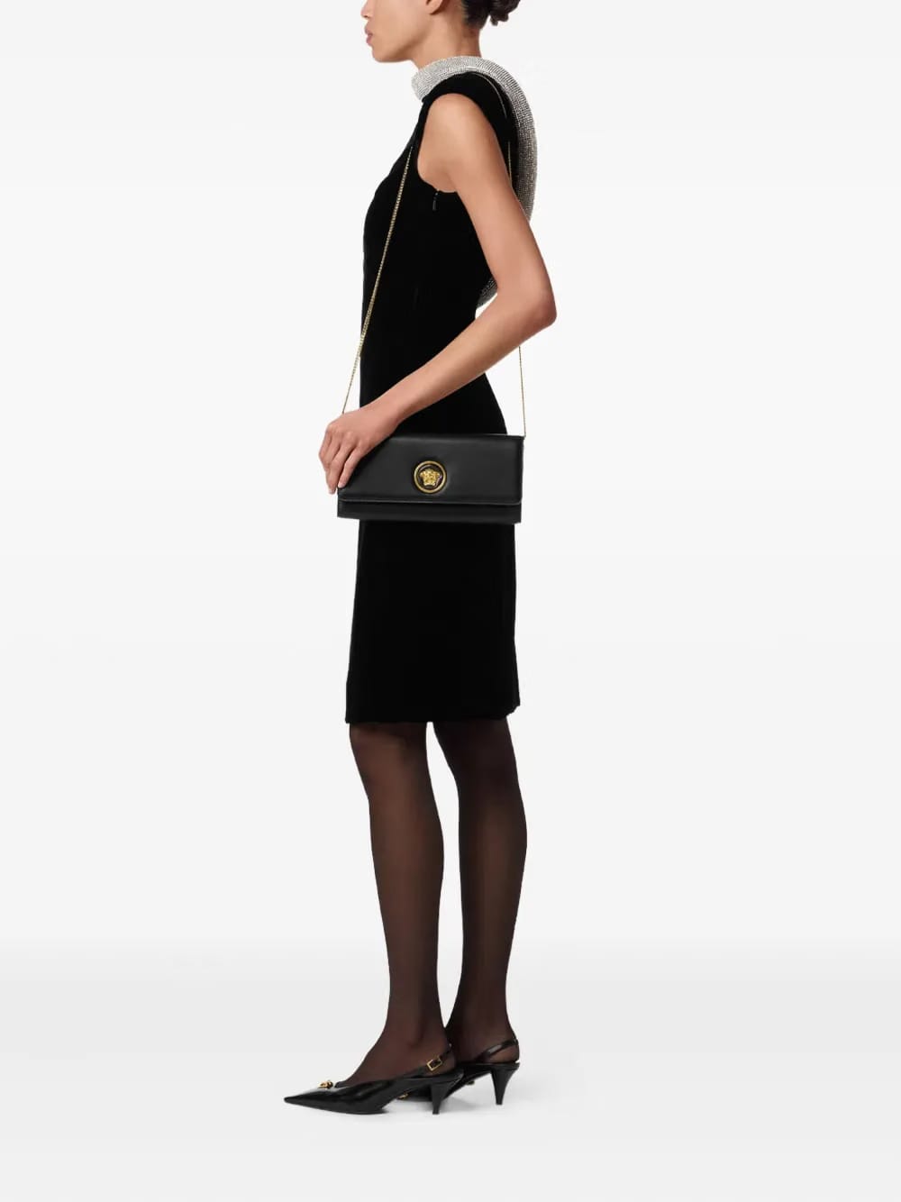 medusa-plaque calfskin shoulder bag