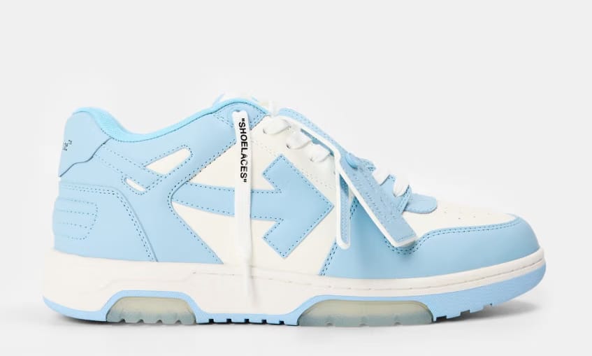 OFF WHITE Men's Out Of Office Classic Trainers, Trademark Branding 'White/Light Blu'