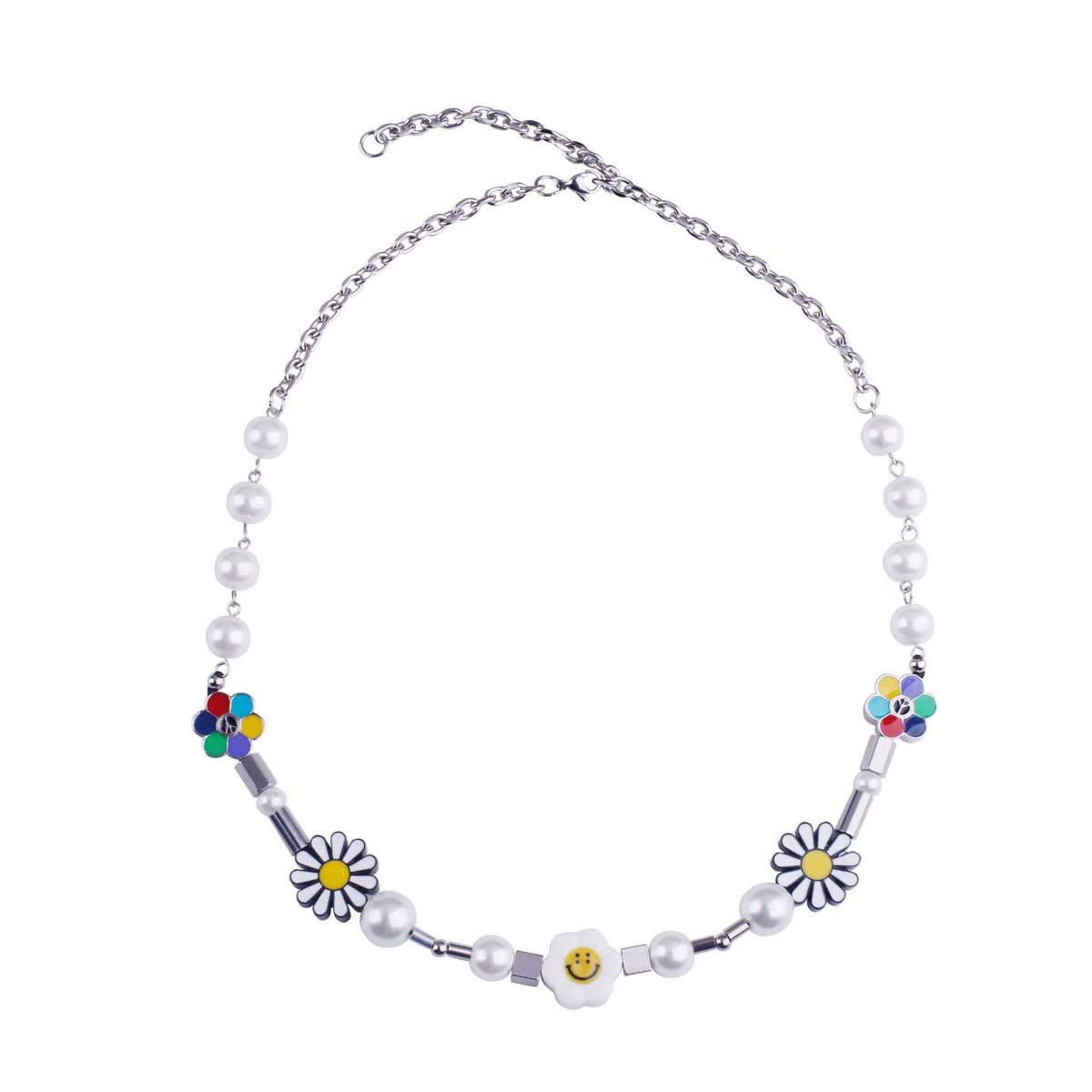 Beaded Rainbow Pride Smile Necklace