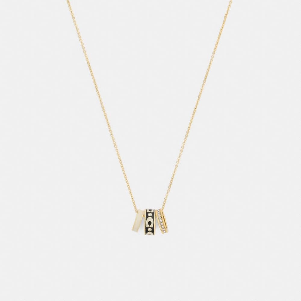 Coach Repeated C Rondelle Necklace Gold Black