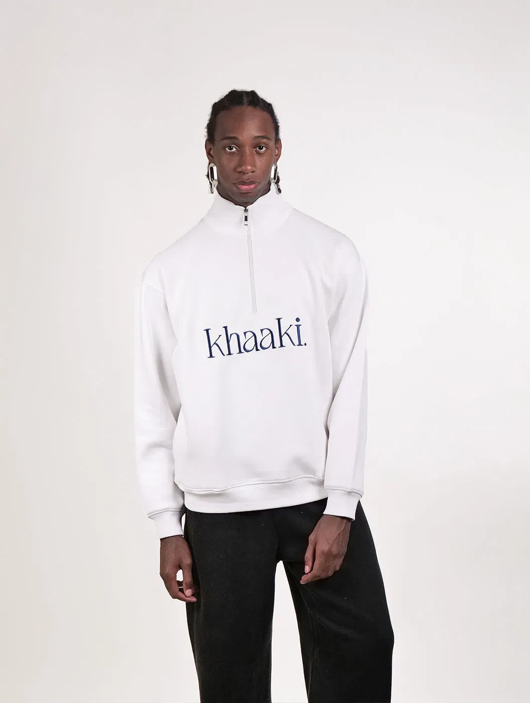 God's Child - White Quarter Zip Drop Shoulder Unisex Oversized Sweatshirt